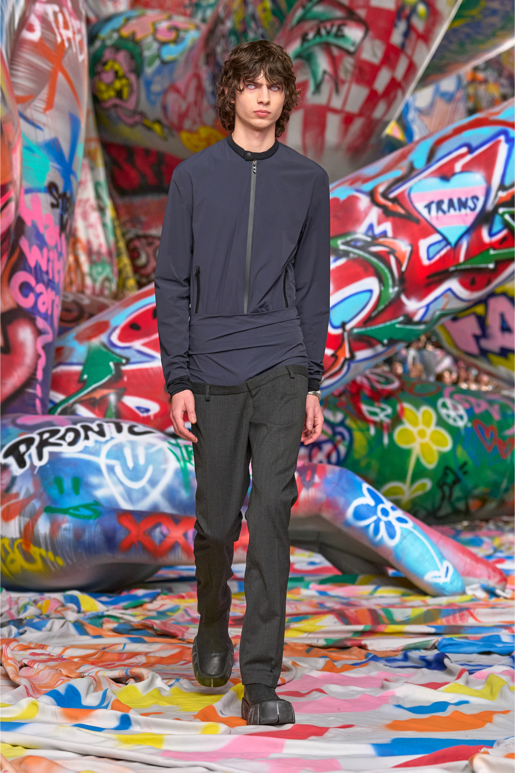 Diesel - P-AUREL-1, Man's Wool trousers with stretch waist in Dark grey - 5