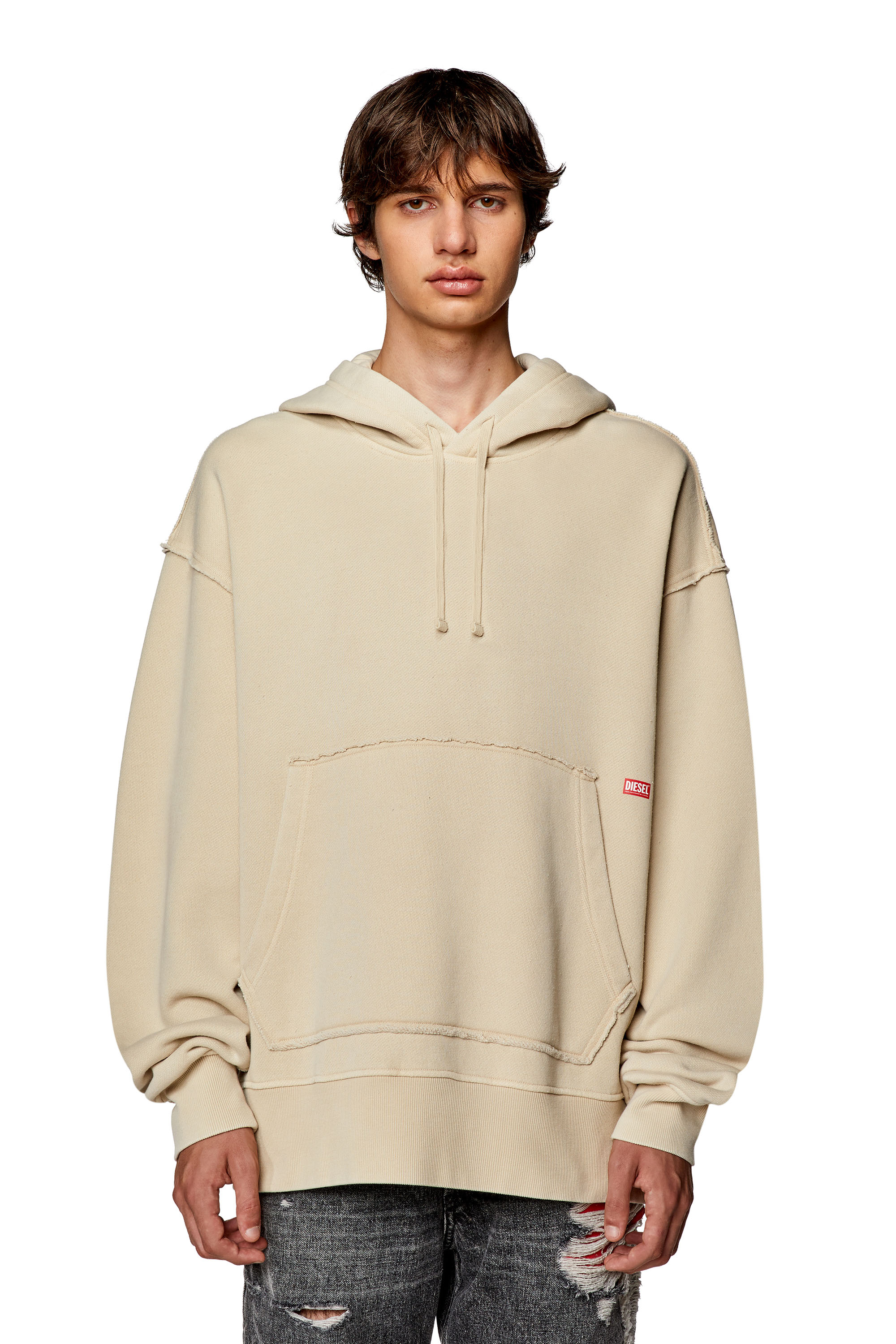 Diesel - S-MACS-HOOD-RW, Man's Hoodie with Diesel Panther logo in Beige - 6