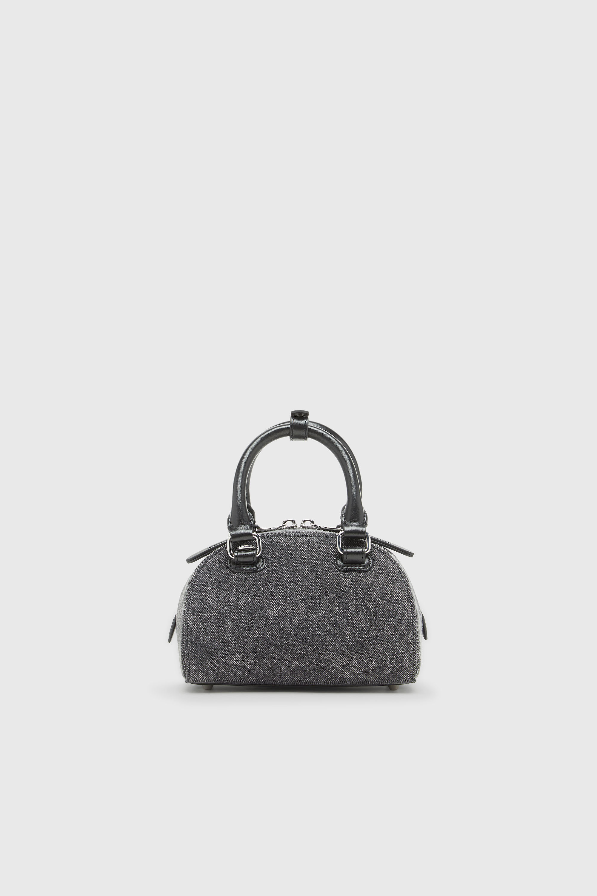 Diesel - 1DR DOME CROSSBODY, 1DR Dome-Peque&ntilde;o bolso tipo bowling en denim lavado Mujer in Gris - 3