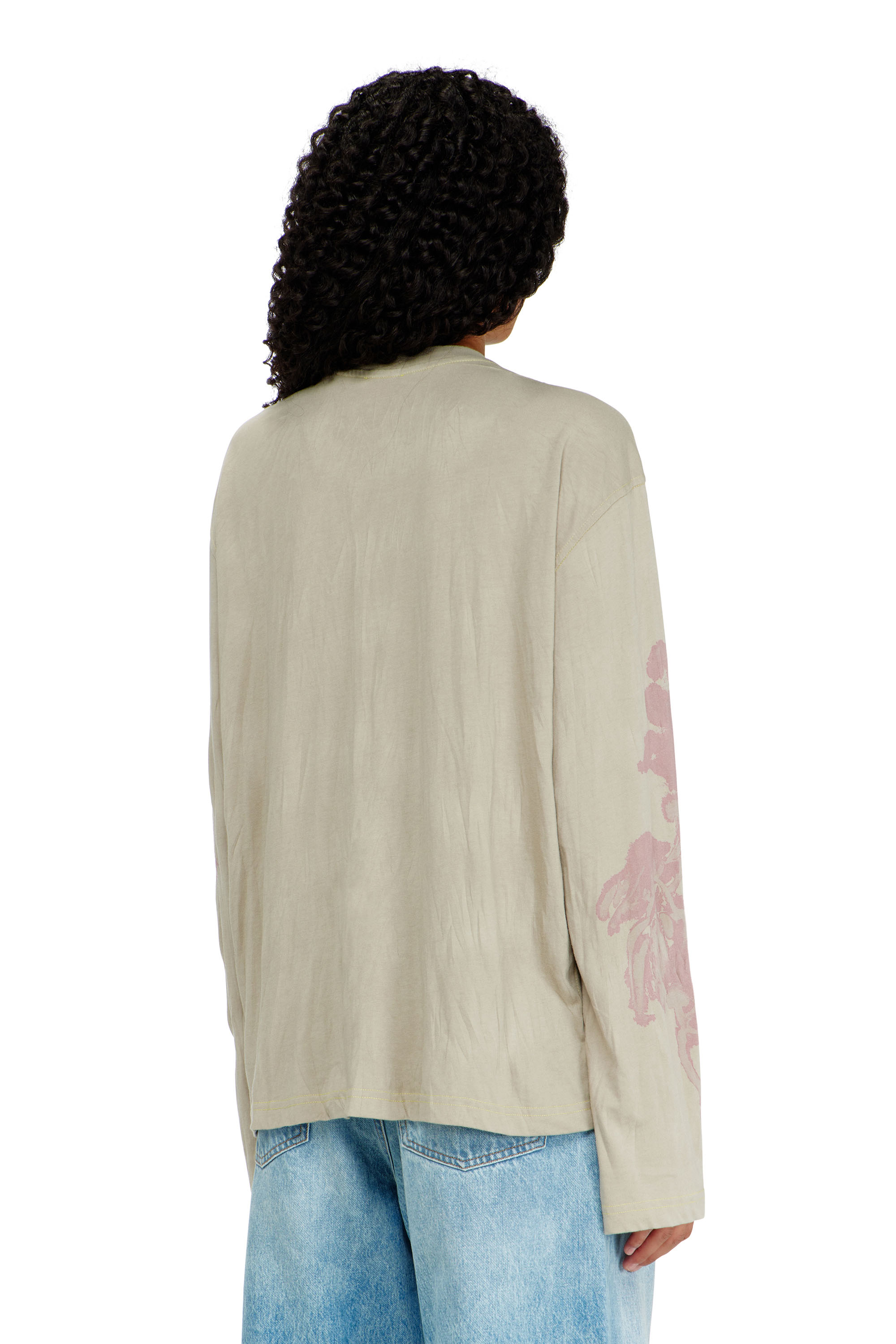 Diesel - T-HILARY-LS-AA1, Camiseta de manga larga de algod&oacute;n con estampado gr&aacute;fico Mujer in Beige - 4