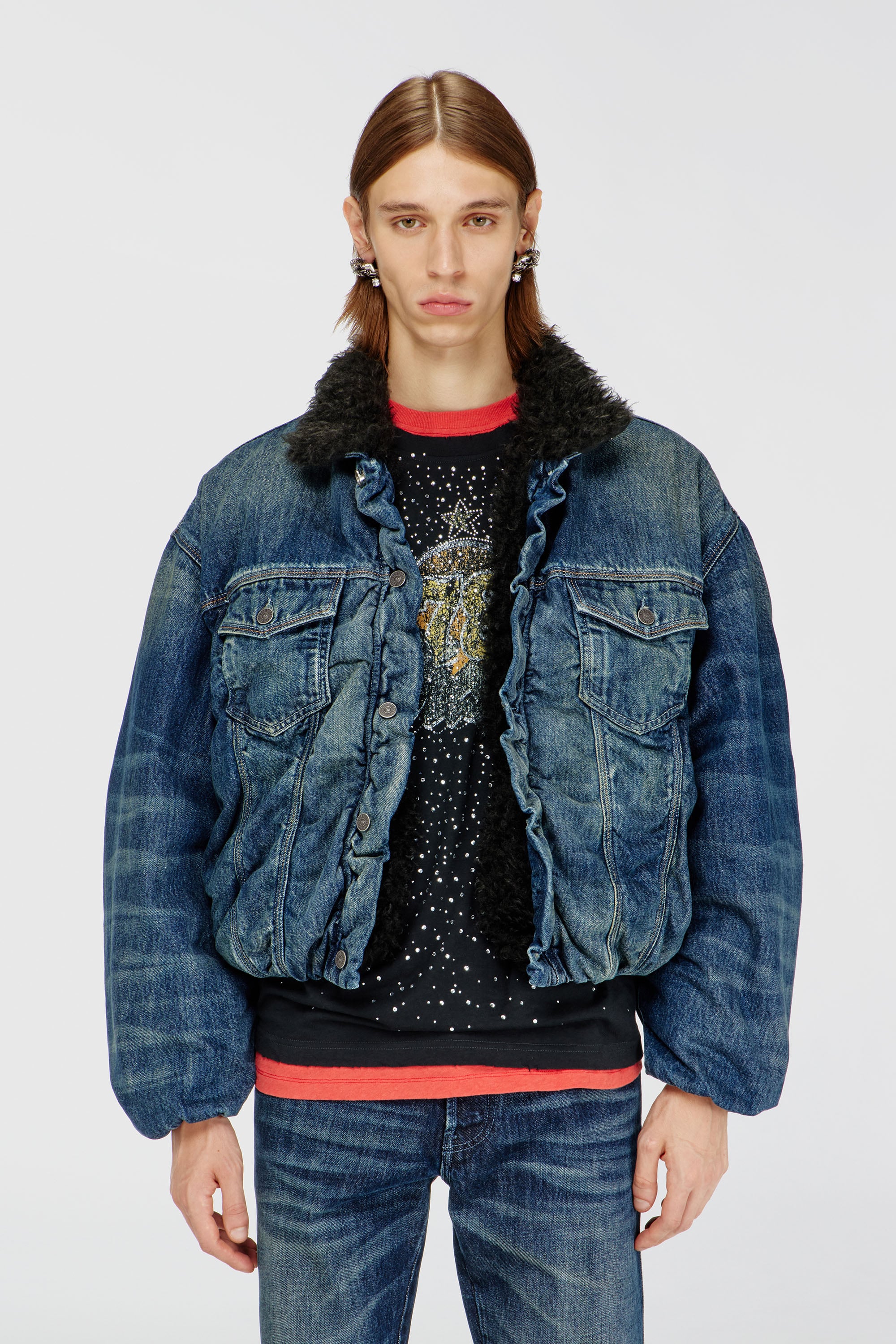 Diesel - D-CURLY-FSJ1, Chaqueta vaquera con forro de peluche Unisex in Azul marino - 3