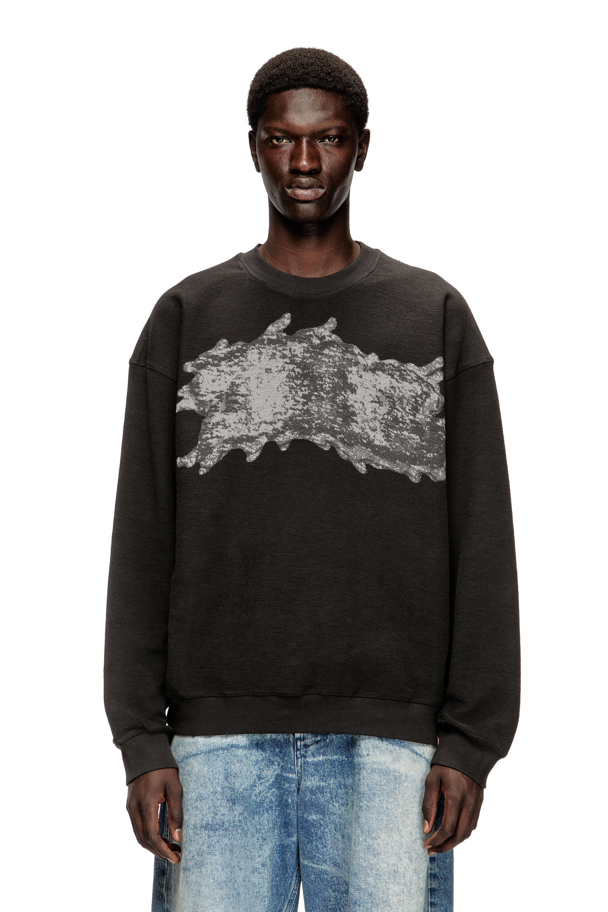 Diesel - S-VALENTIN-JMBV, Male's Sweatshirt with graffiti print in Dark Grey - 3
