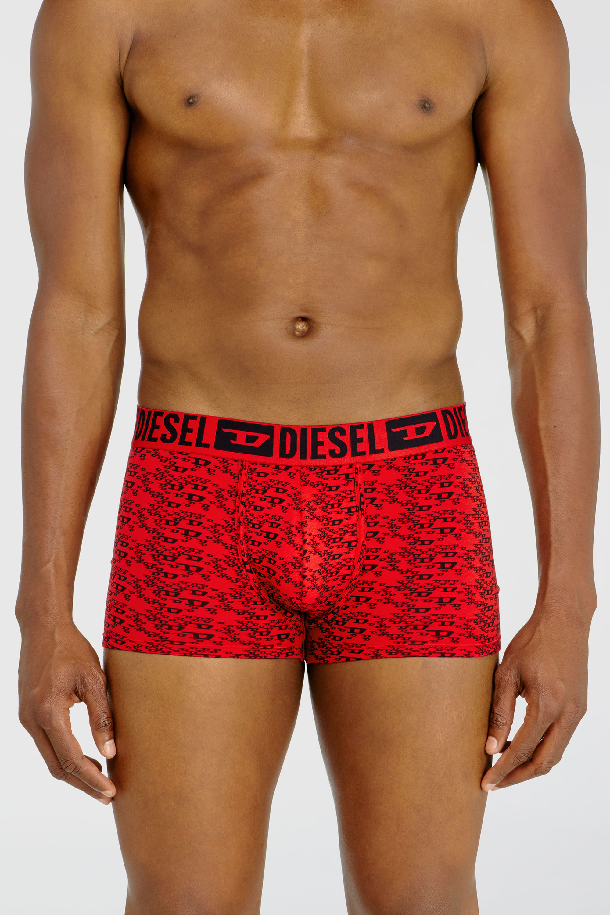 Diesel - MIKE-D-CORE-3PACK, Male's Set of three stretch cotton trunks with all-over print in Black/Red - 1
