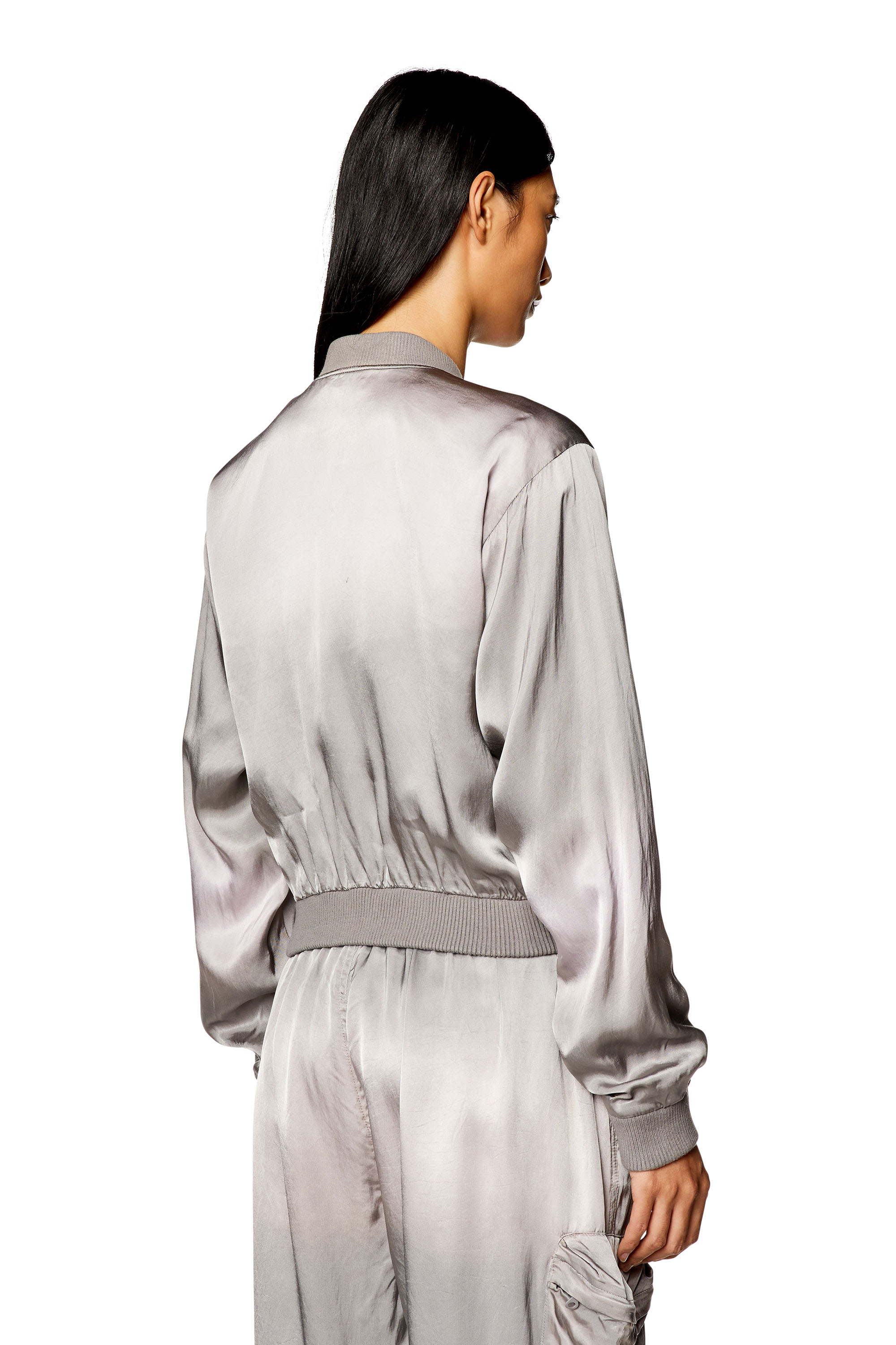 Diesel - G-KHLOW-N1, Veste bomber en satin trait&eacute; Femme in Gris - 5