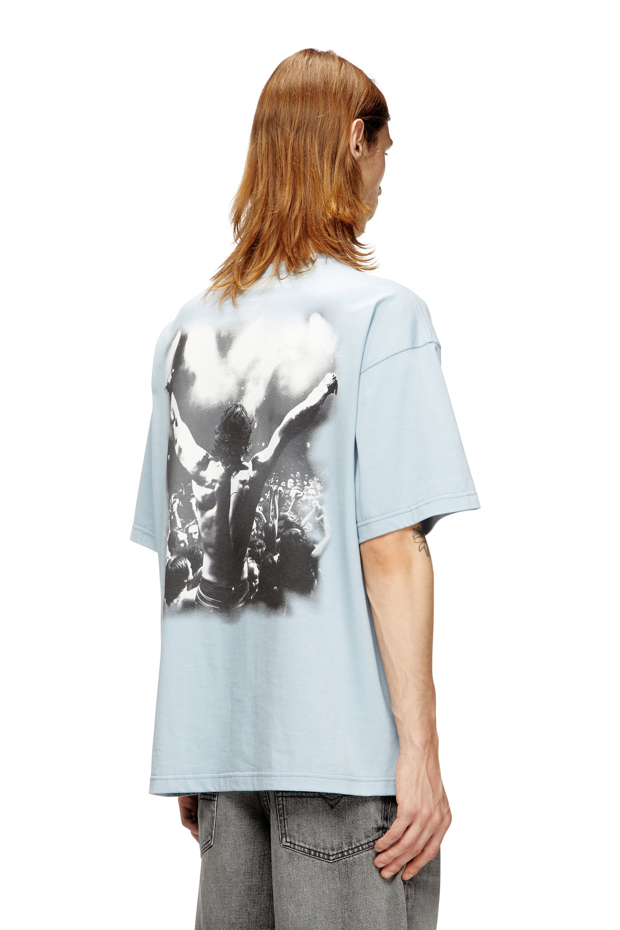 Diesel - T-BOXT-T23, Male's Cotton T-shirt with graphic print in Light Blue - 4