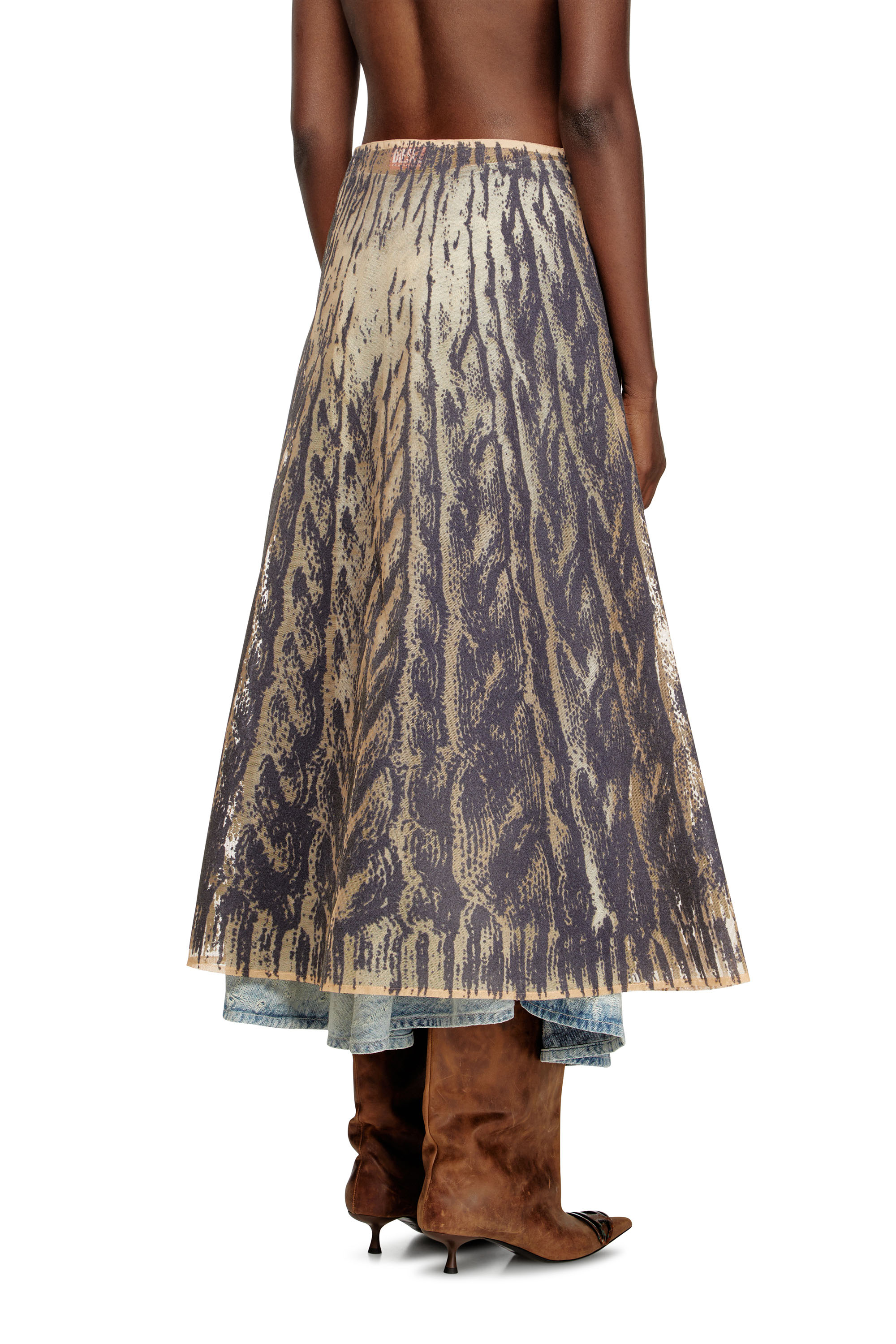 Diesel - O-RIUNDA, Woman's Sheer skirt in rigid printed tulle in Grey - 3