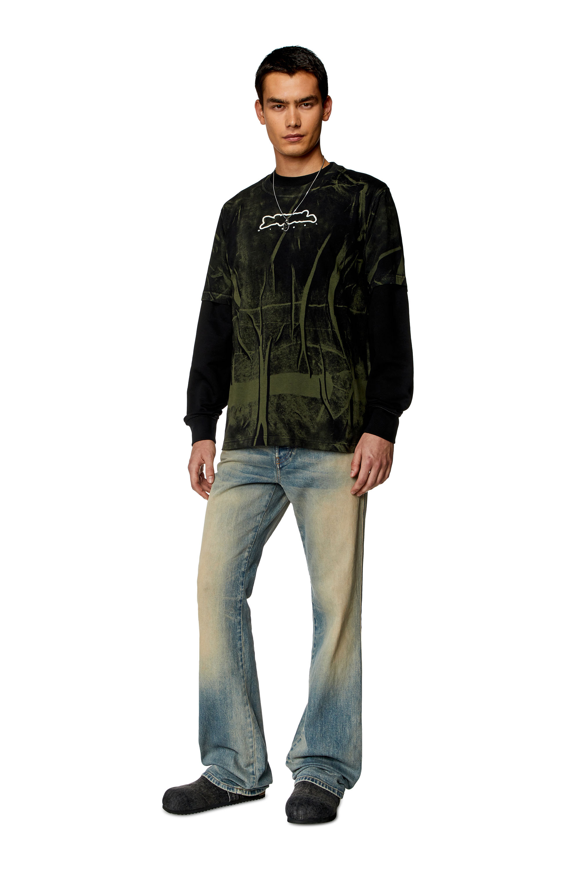 Diesel - T-JUST-N3, Camiseta con estampado con efecto de pliegues Hombre in Multicolor - 1