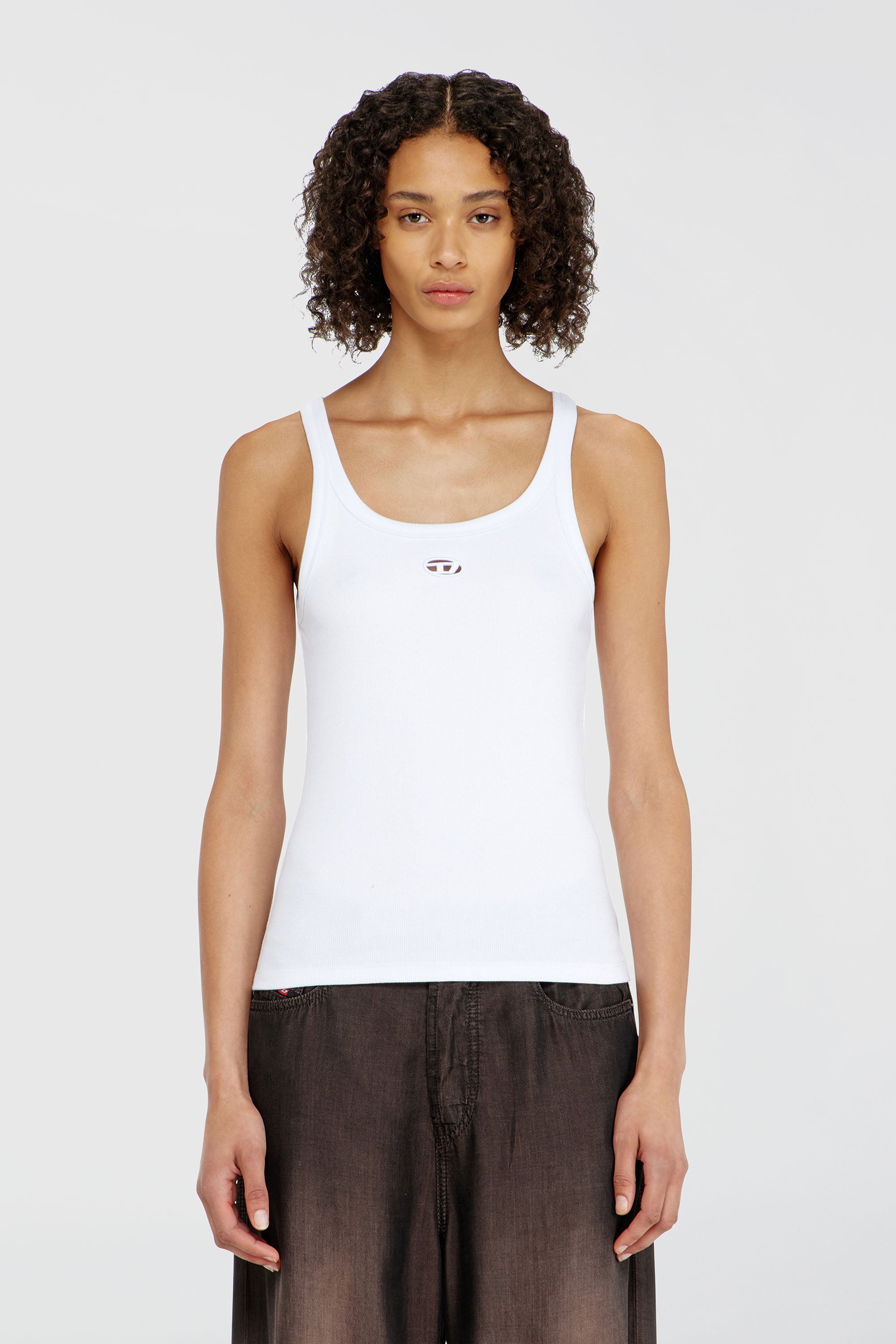 Diesel - T-WIFE-OD, Female's Slim tank top with laser-cut Oval D in White - 1