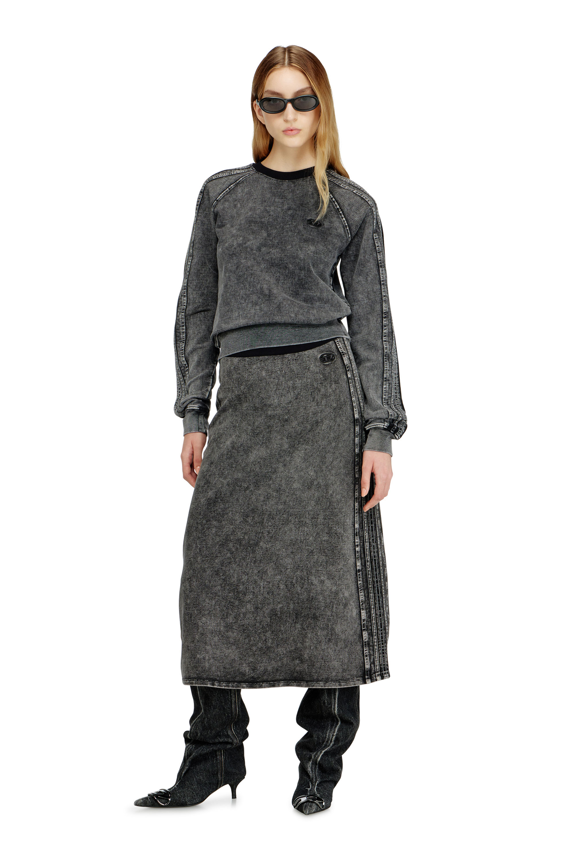 Diesel - O-ERMY, Woman's Fleece cotton skirt with side bands in null - 2