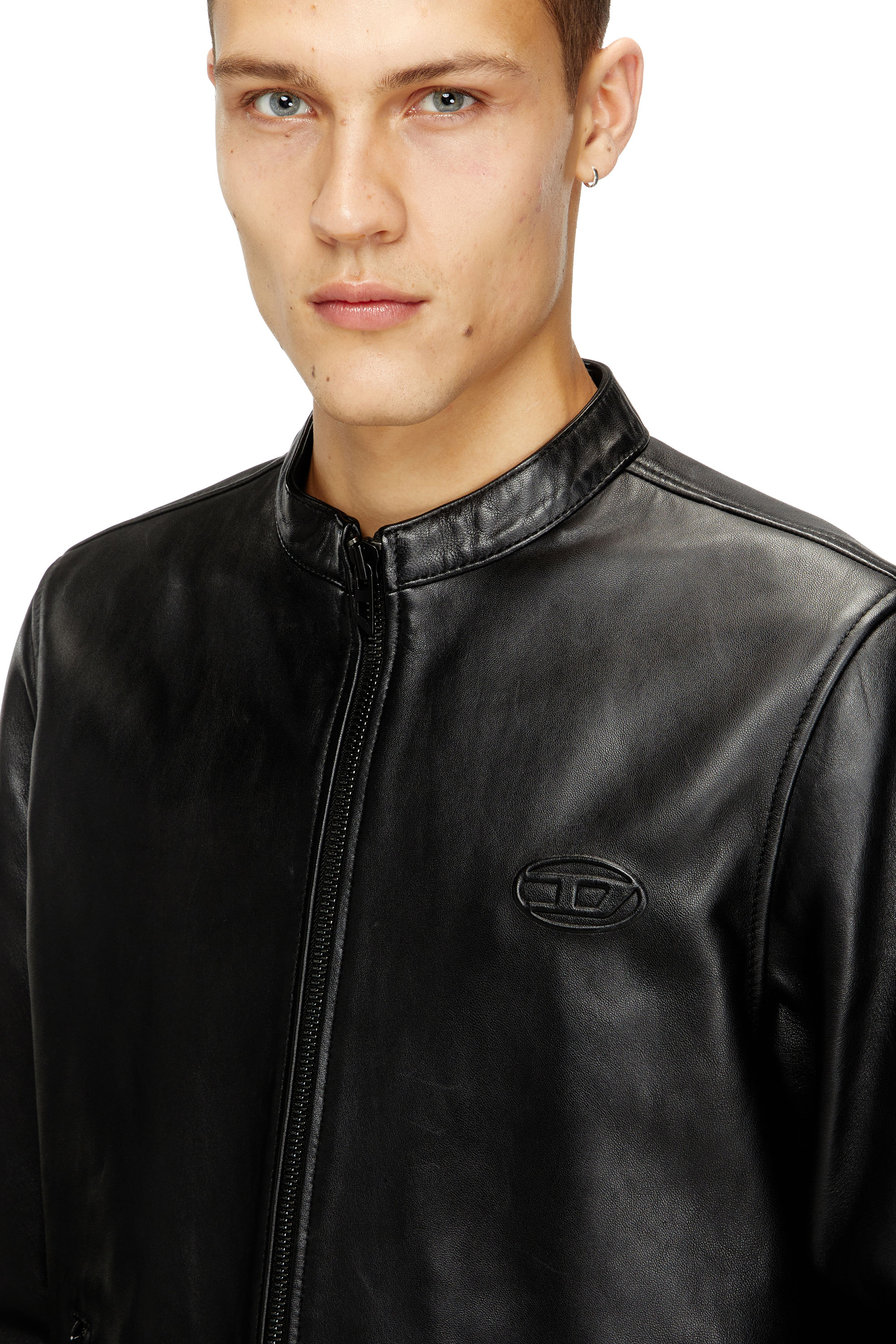 Diesel - L-TAD-WRD, Male's Biker jacket in waxed leather in Black - 4