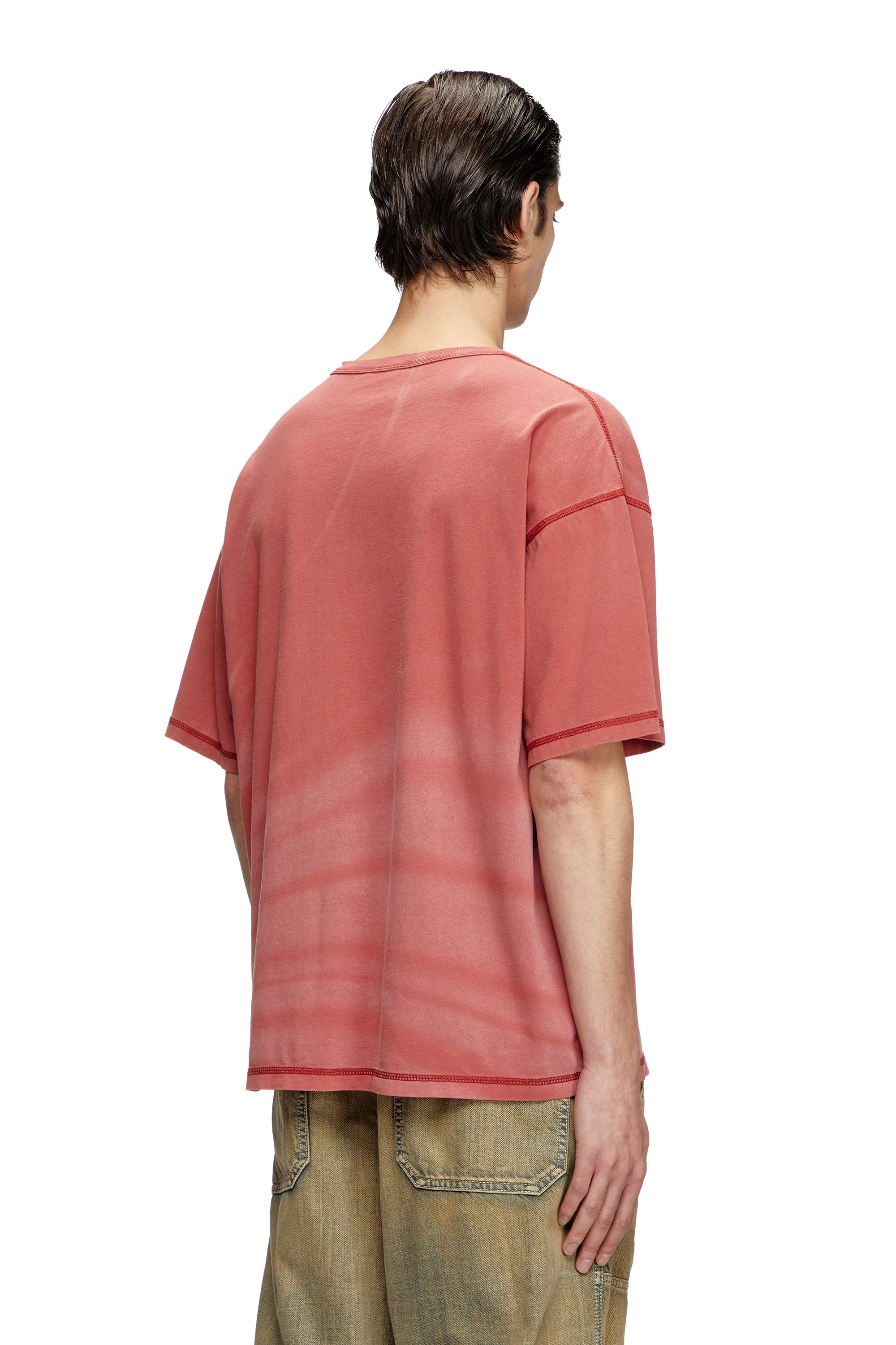 Diesel - T-ADJUST-R13, Male's Laser-faded logo T-shirt in Red - 5