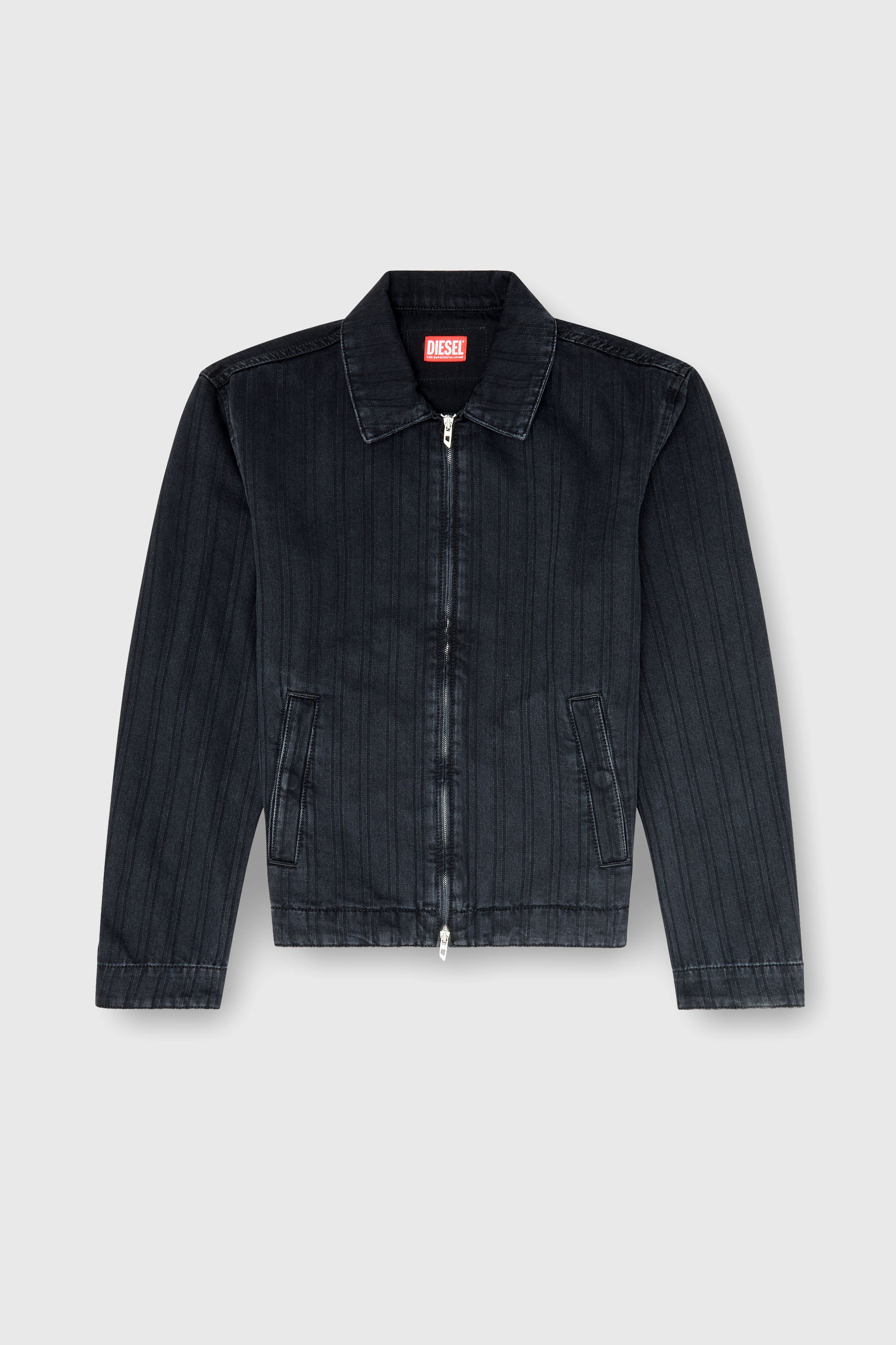 Diesel - D-ROHE, Male's Jacket in pinstripe denim in Black - 1