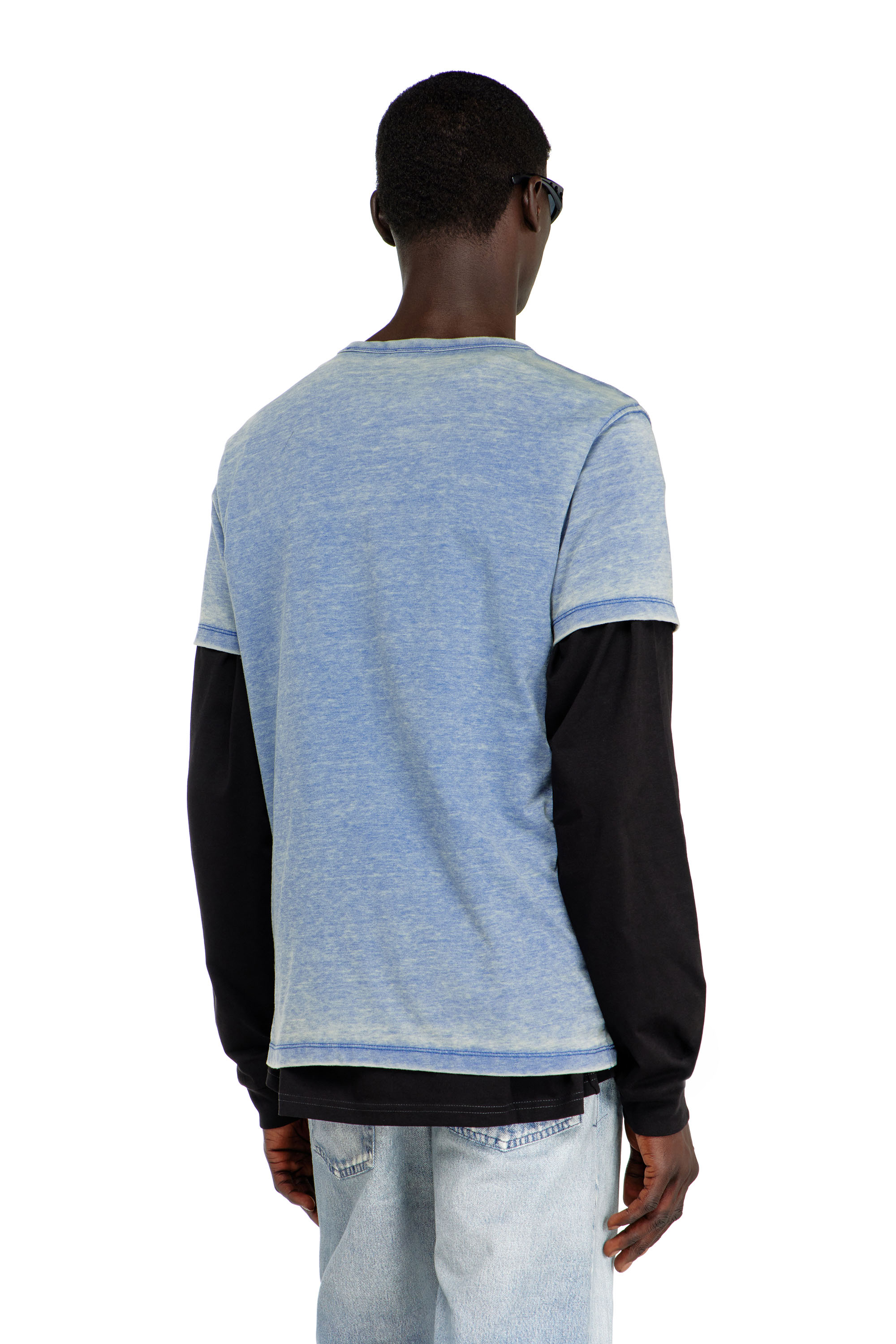 Diesel - T-DOMY, Camiseta con efecto burnout y estampado D78 Hombre in Azul marino - 4