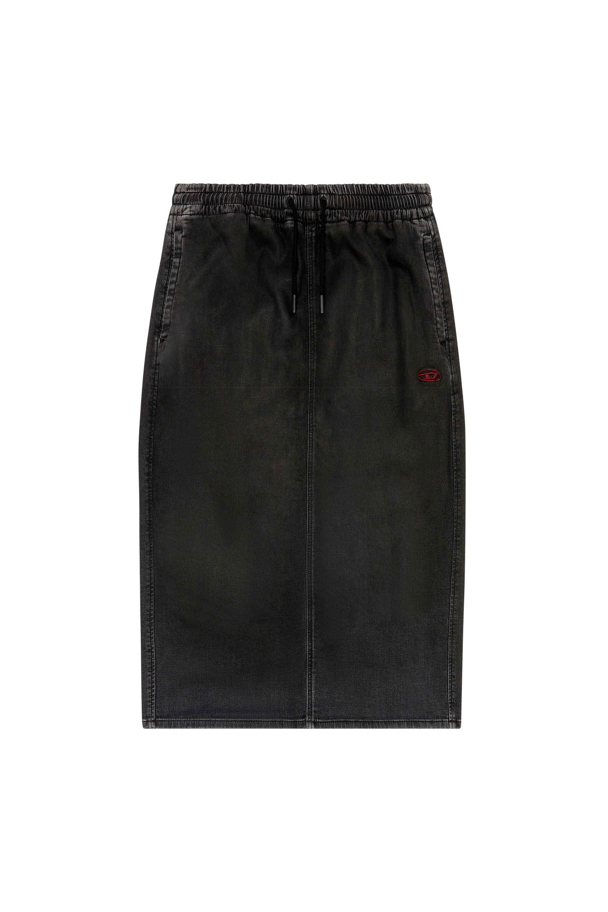 Diesel - DE-OREN JOGG, Woman's Skirt in coated denim in Black/Dark grey - 2