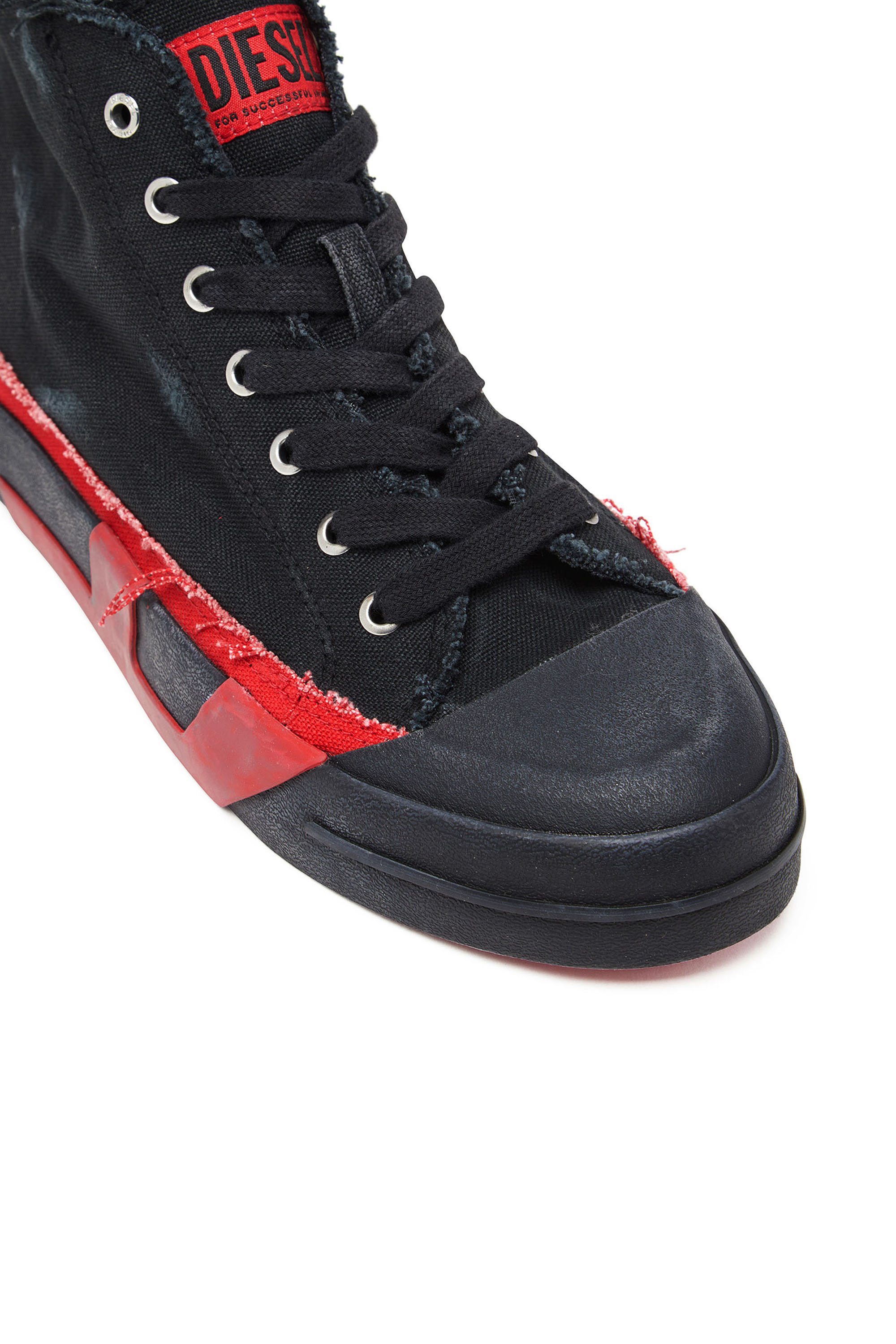 S-D-VERSE MID II, Black/Red Diesel - S-D-VERSE MID II, Man's S-D-Verse-Distressed high-top sneakers in canvas in Black/Red - 6