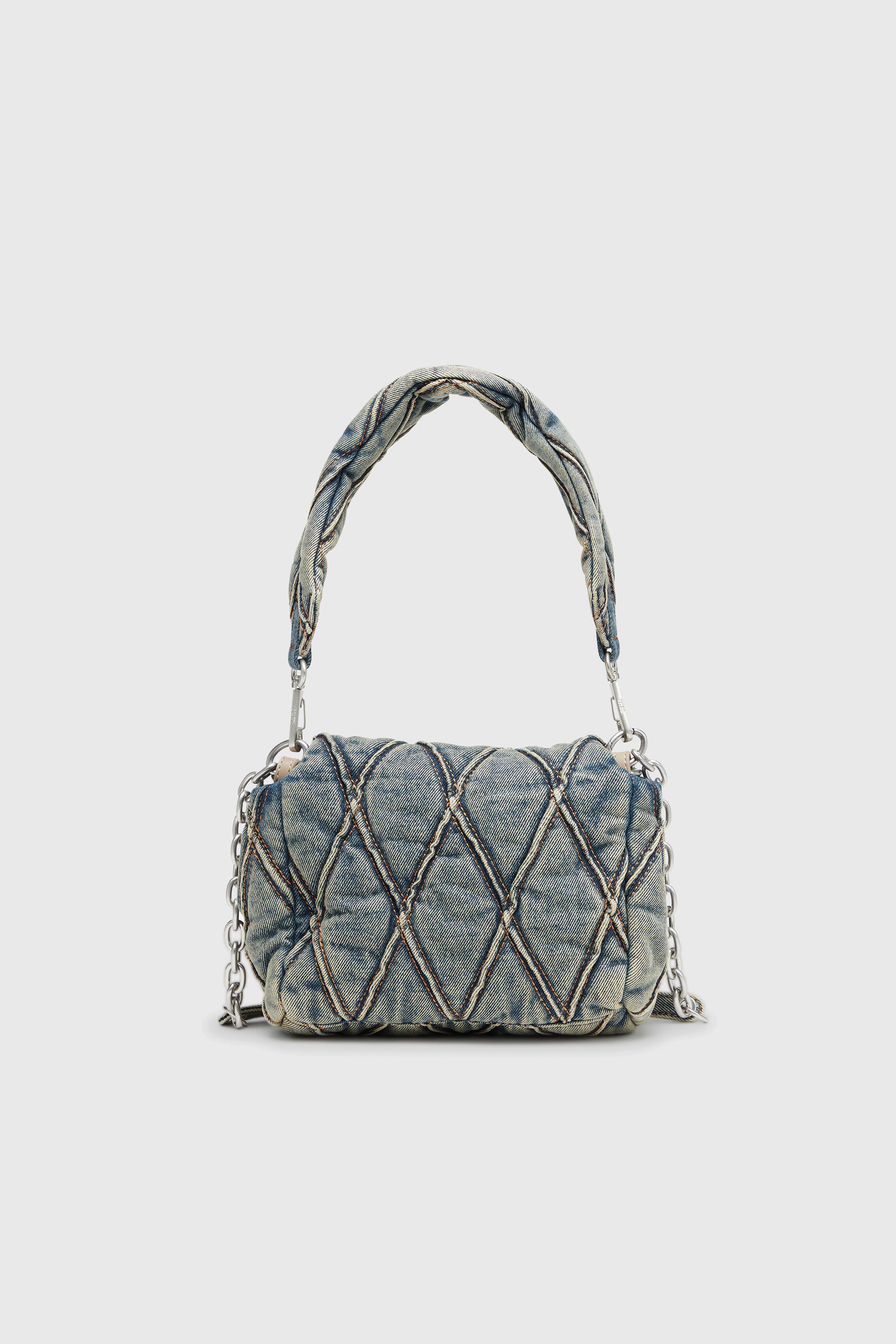 Diesel - CHARM-D SHOULDER S, Charm-D-Bolso de hombro peque&ntilde;o de denim acolchado Mujer in Azul marino - 3
