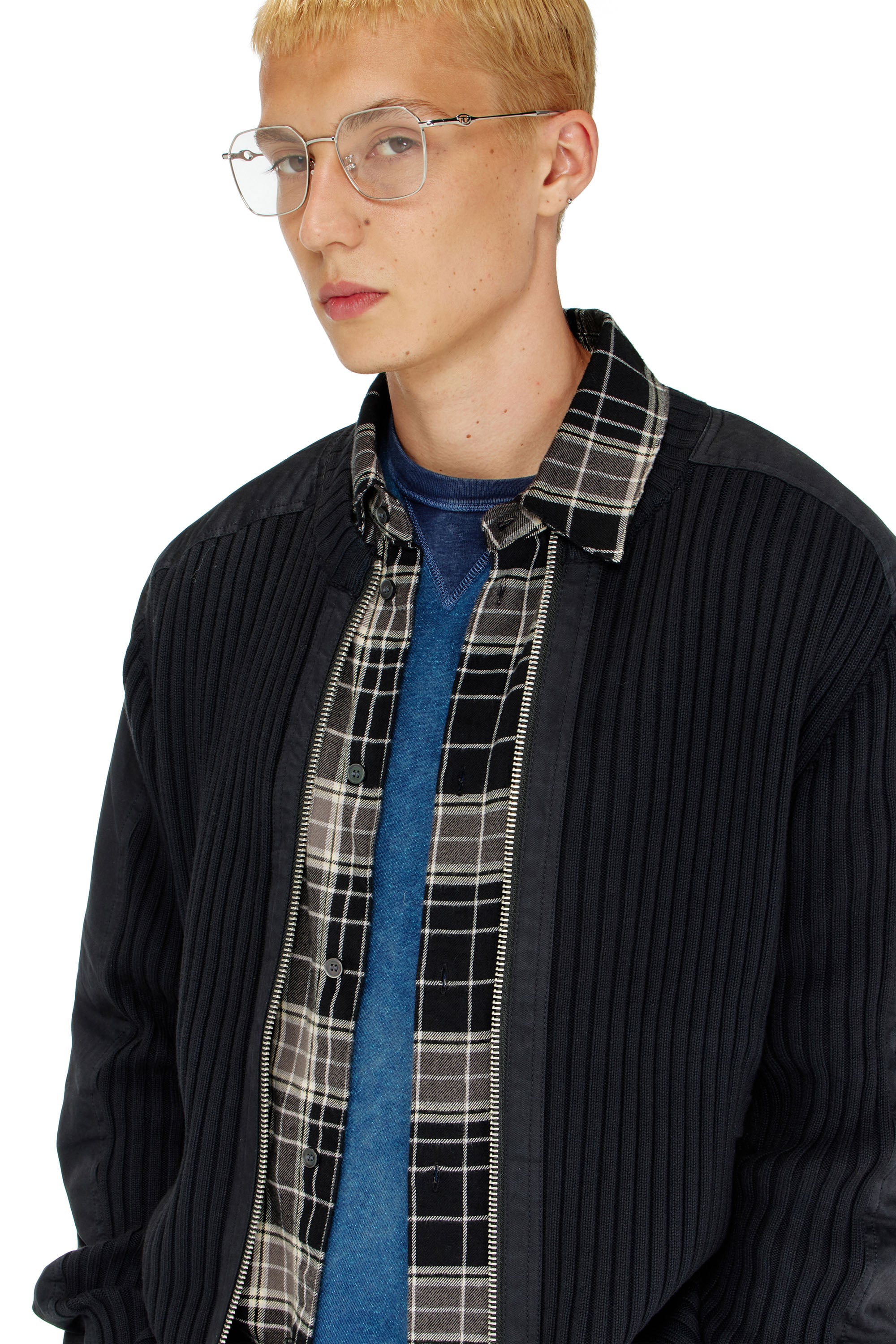 Diesel - K-MATTY, C&aacute;rdigan con cremallera y paneles utility Hombre in Negro - 5