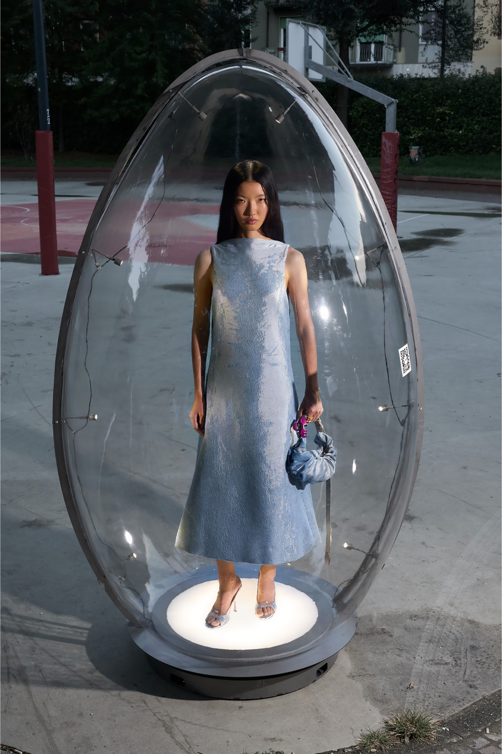 Diesel - GRAB-D HOBO S, Female's Grab-D-Scrunched hobo bag in satin denim in Blue - 2