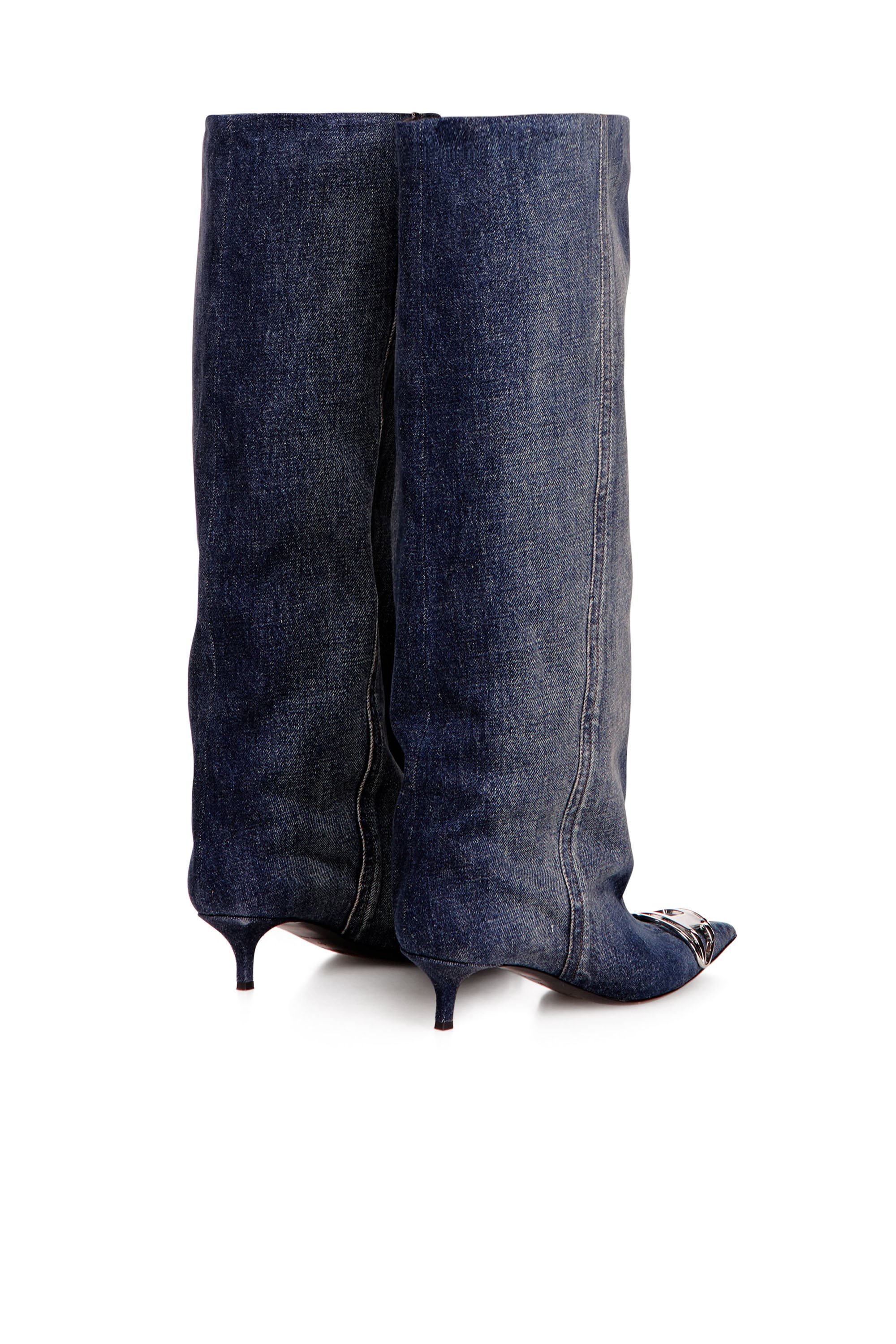 Diesel - D-VENUS KB SLOUCHY, D-Venus-Bota slouchy hasta la rodilla en denim Mujer in Azul marino - 3