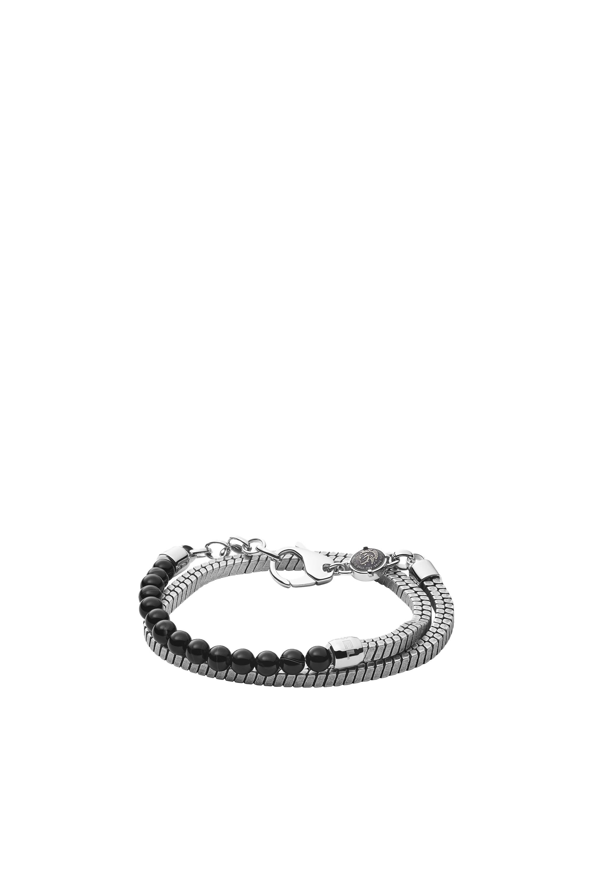 Diesel - DX1239, Pulsera de dos vueltas de cadena cuadrada en lat&oacute;n plateado Hombre in Plateado - 1