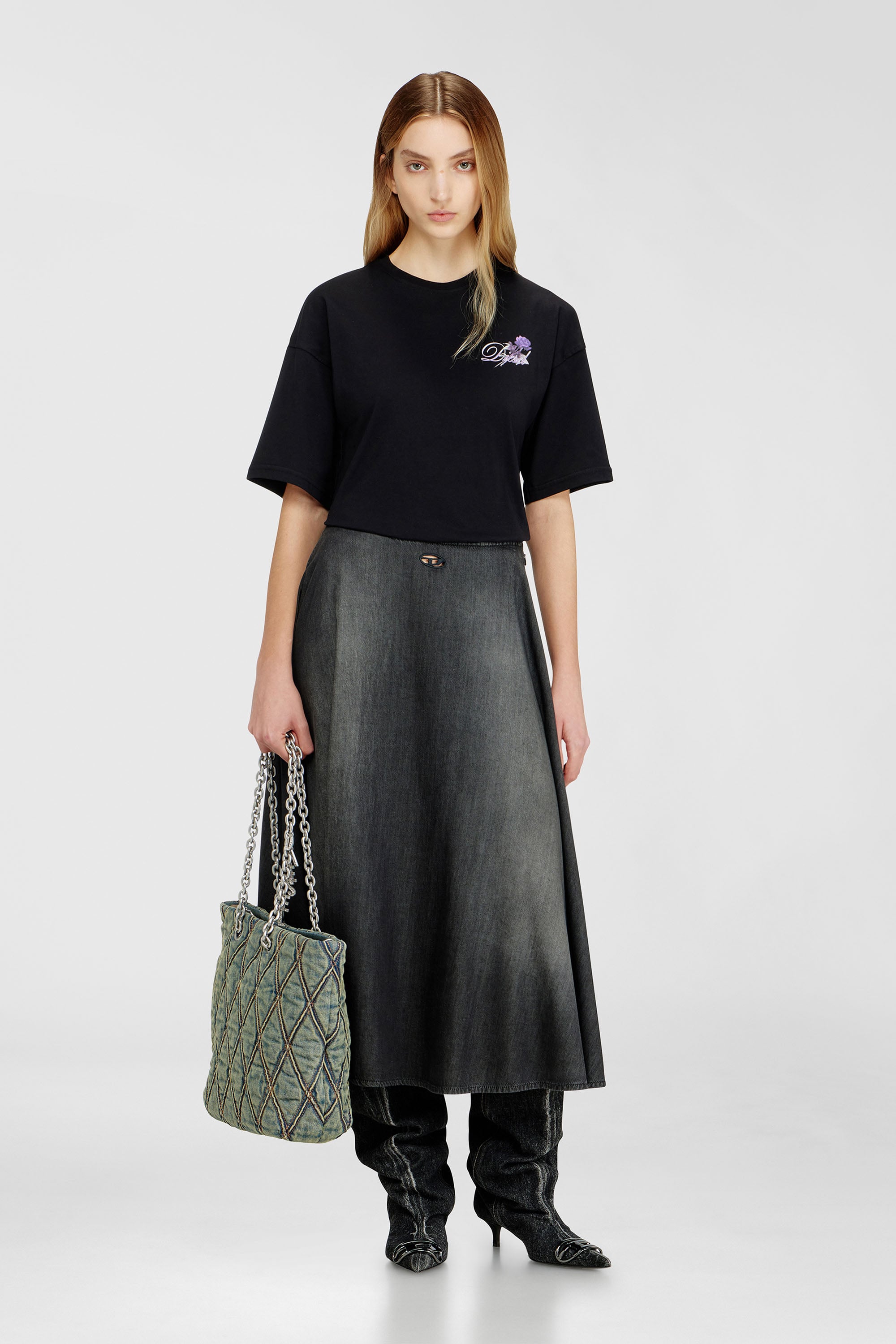 Diesel - CHARM-D SHOPPER M, Charm-D-Bolso tote en denim acolchado Mujer in Azul marino - 2