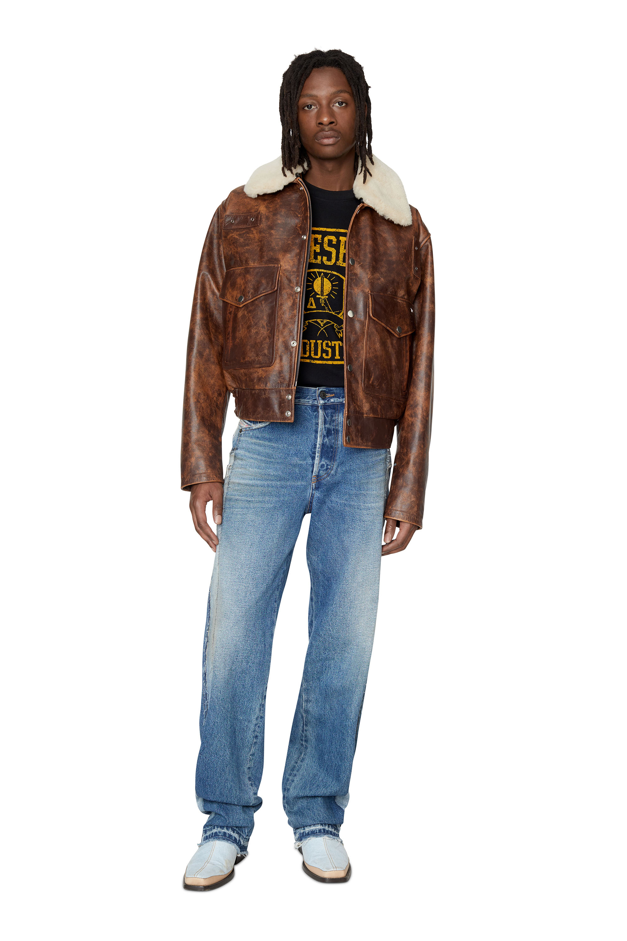 Diesel - T-DIEGOR-E10, Camiseta con logotipo estampado en relieve Hombre in Negro - 1