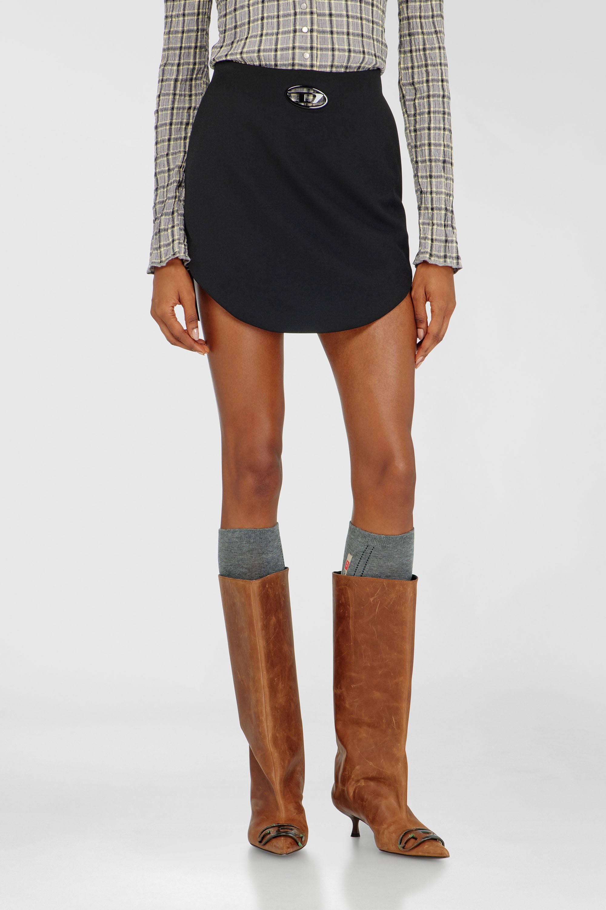 Diesel - O-LIVERY, Female's Wool-blend miniskirt with Oval D plaque in Black - 1