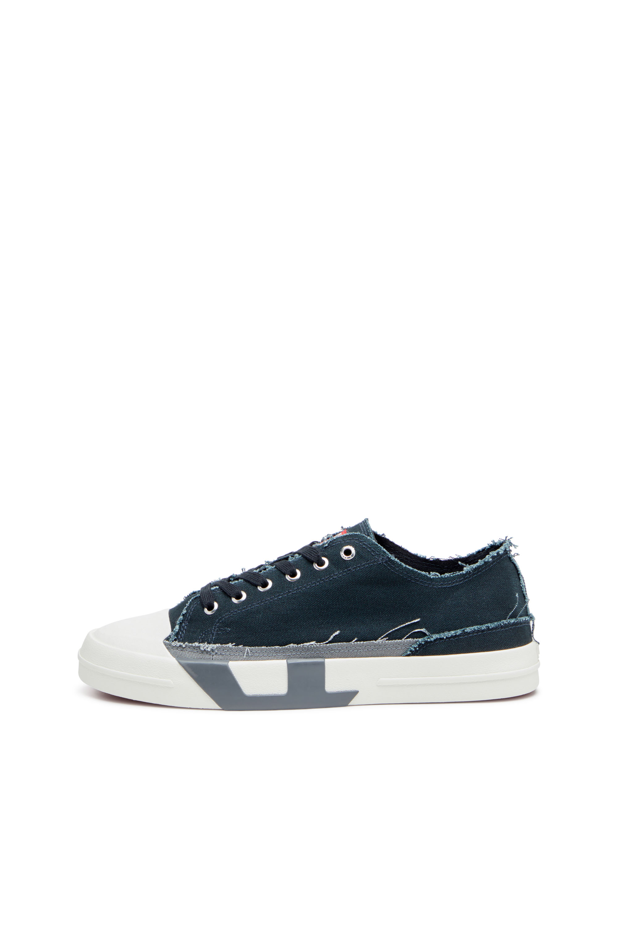 Diesel - S-D-VERSE LOW, Male's S-D-Verse-Sneakers in frayed canvas in Blue/Grey - 2