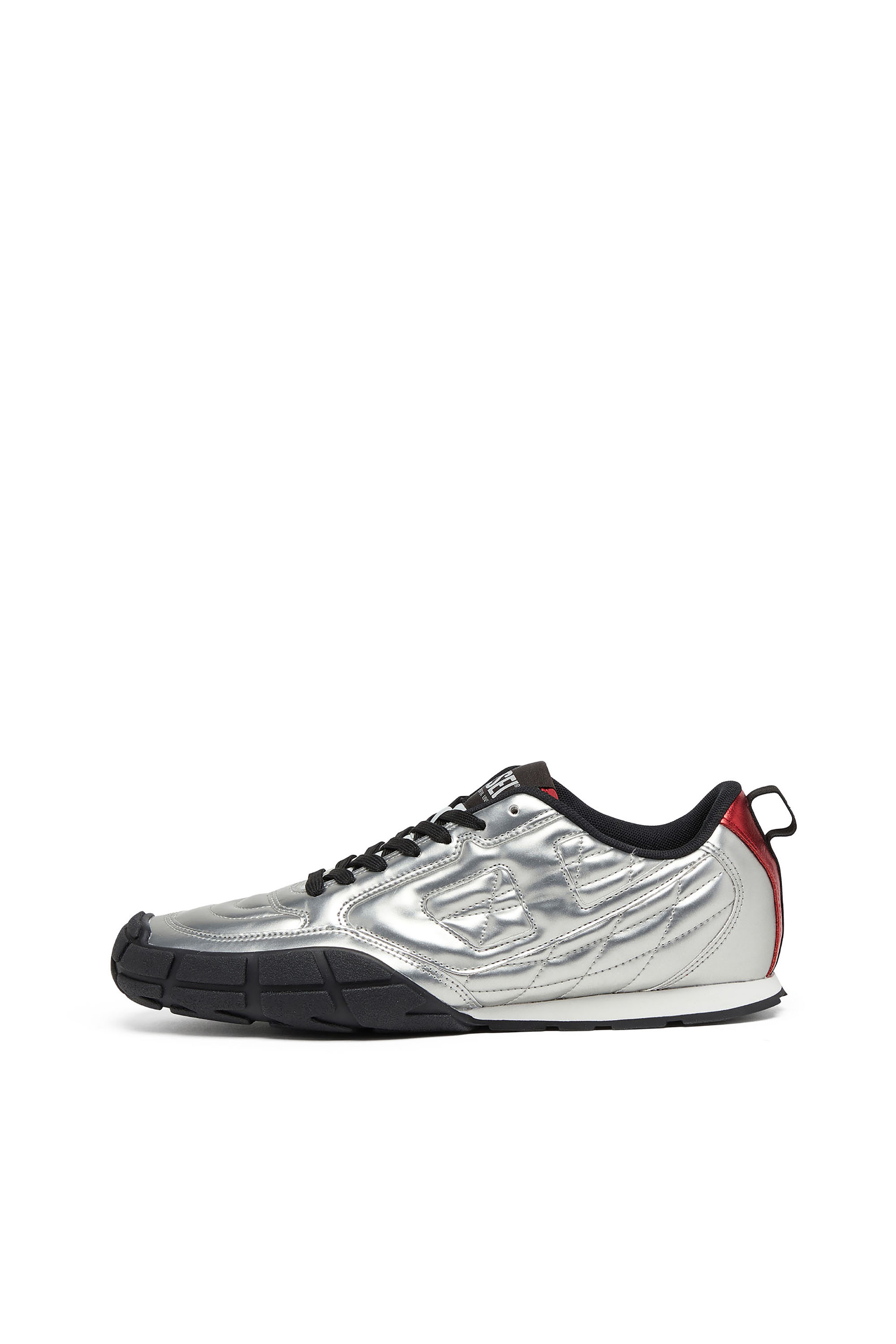 Diesel - S-PAGODHA LOW W, Woman's S-Pagodha-Quilted metallic sneakers in Silver/Black - 2