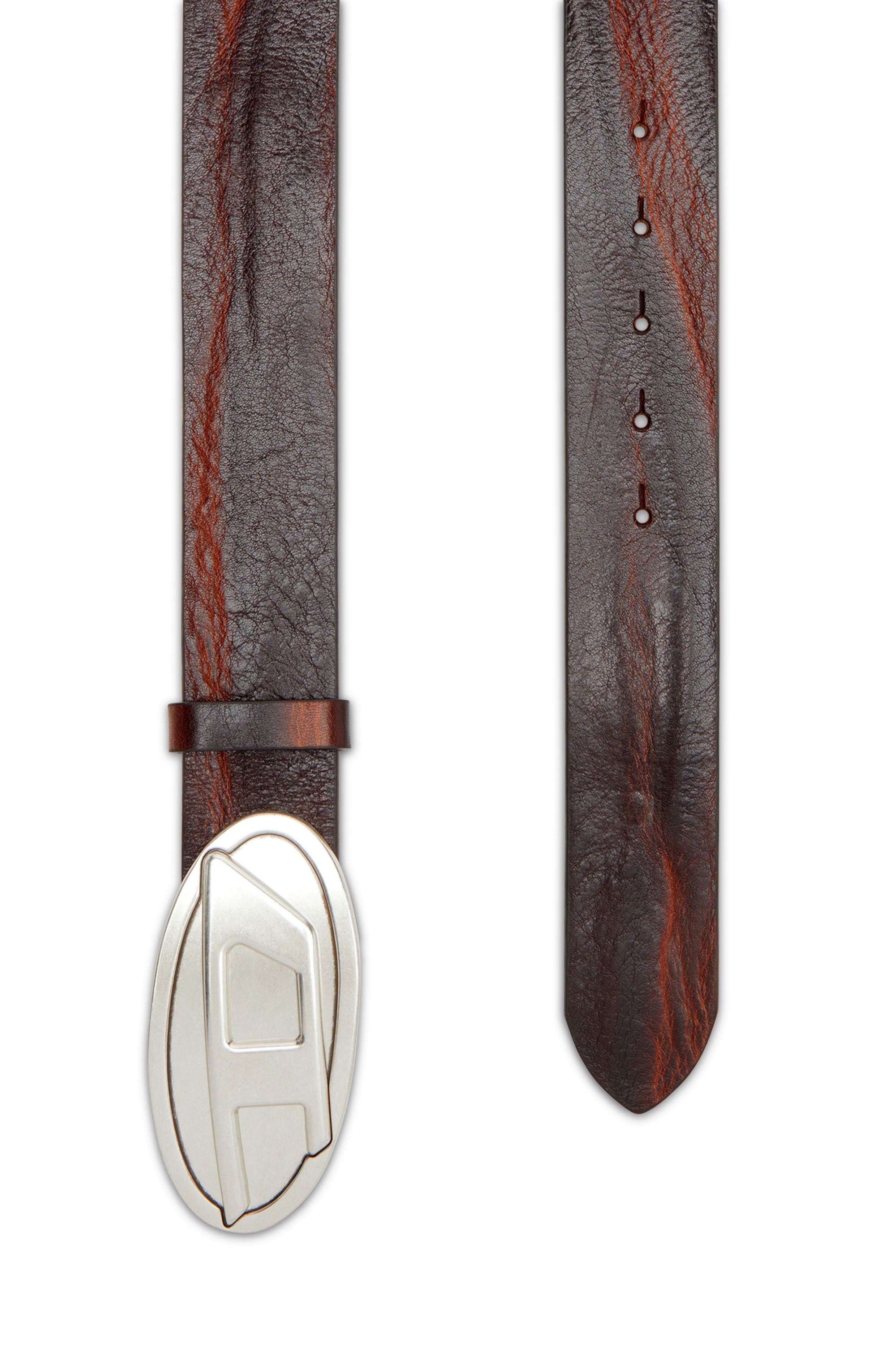 Diesel - B-1DR 2.0, Ceinture de 4 cm en cuir ciré Homme in Marron - 2