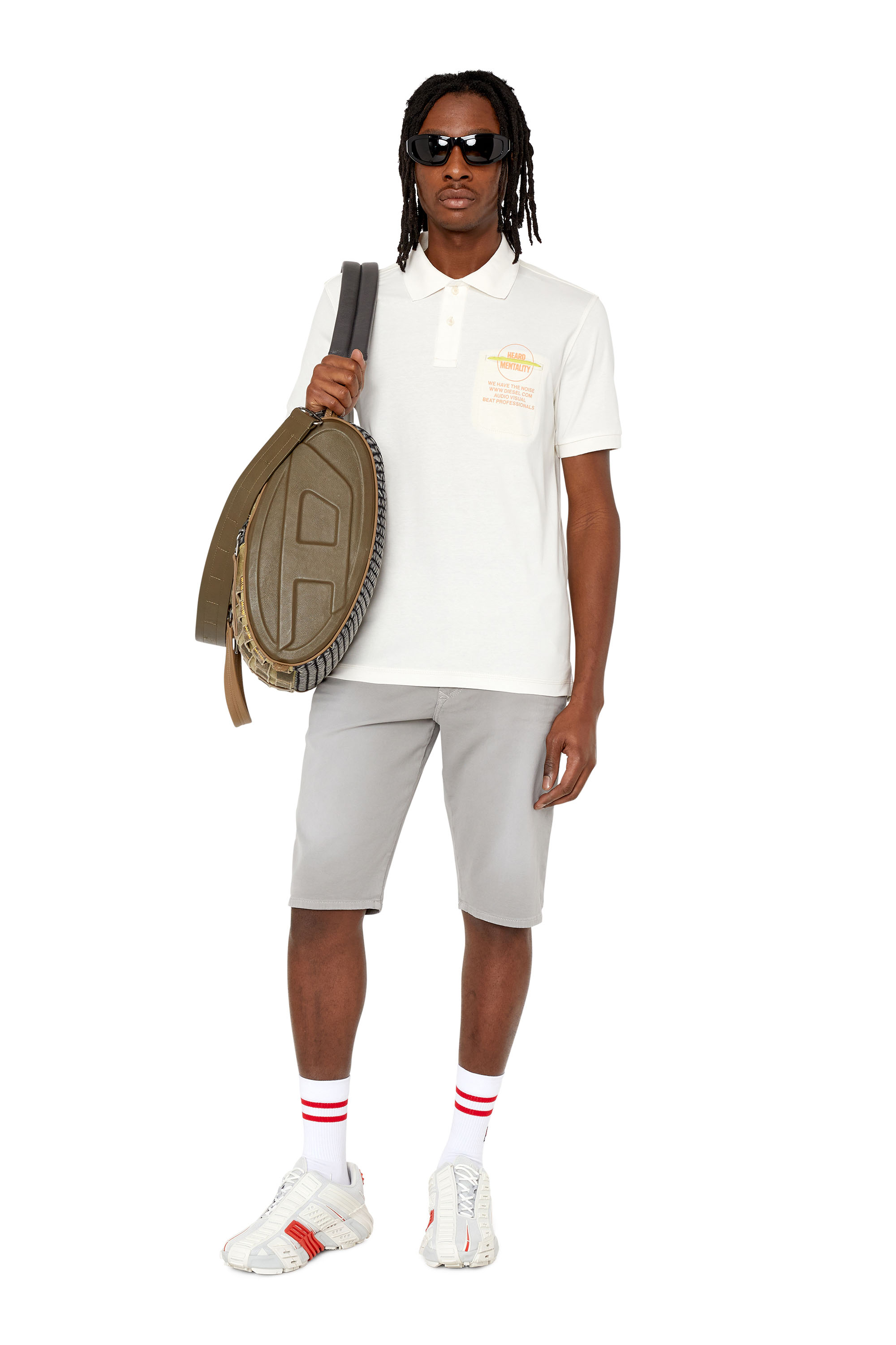 Diesel - T-SPOUCH, Camisa polo con detalle en contraste Hombre in Blanco - 1