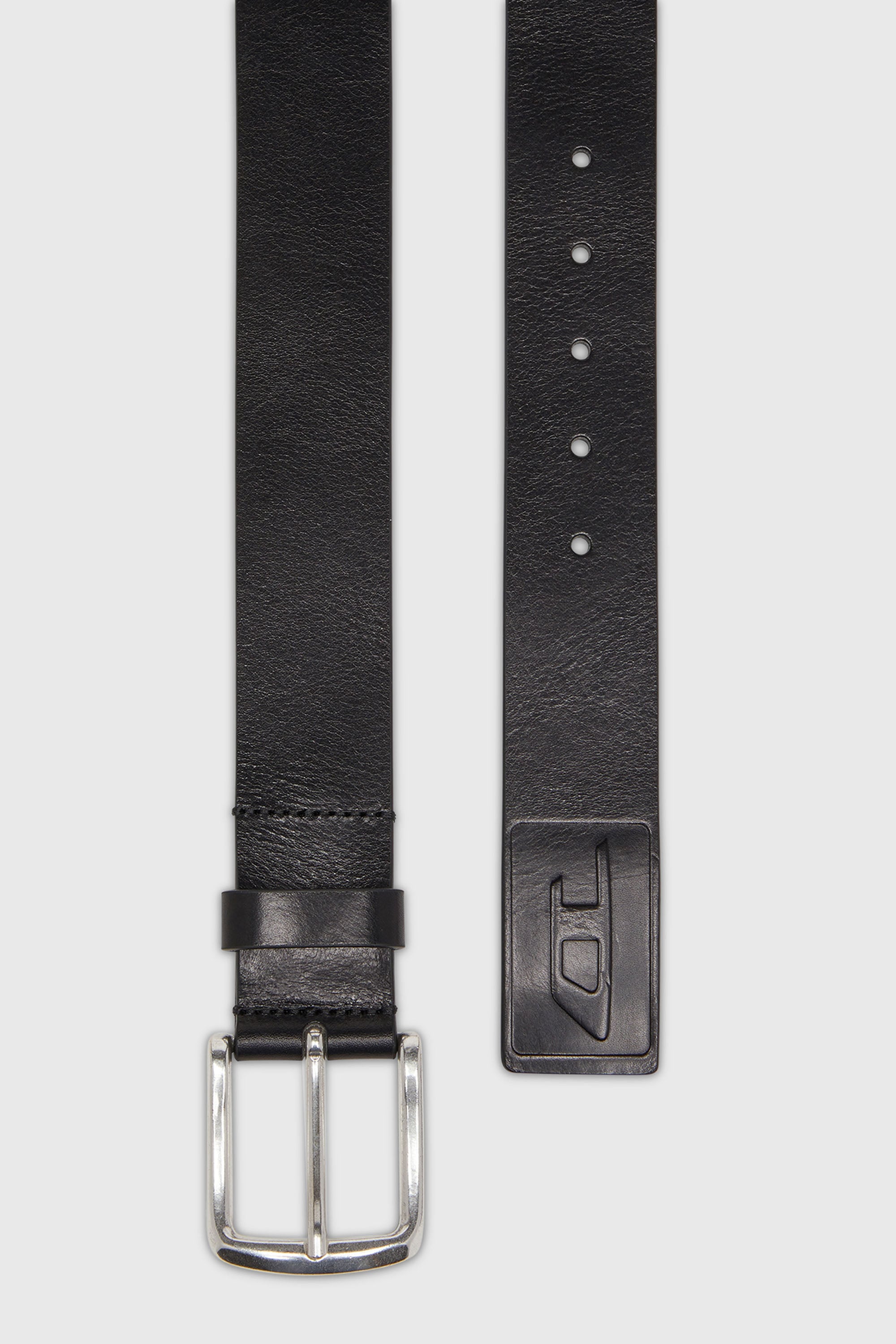 Diesel - B-FLAG-D EMBOSSED, Ceinture 4 cm en cuir avec logo grav&eacute; Homme in Noir - 2