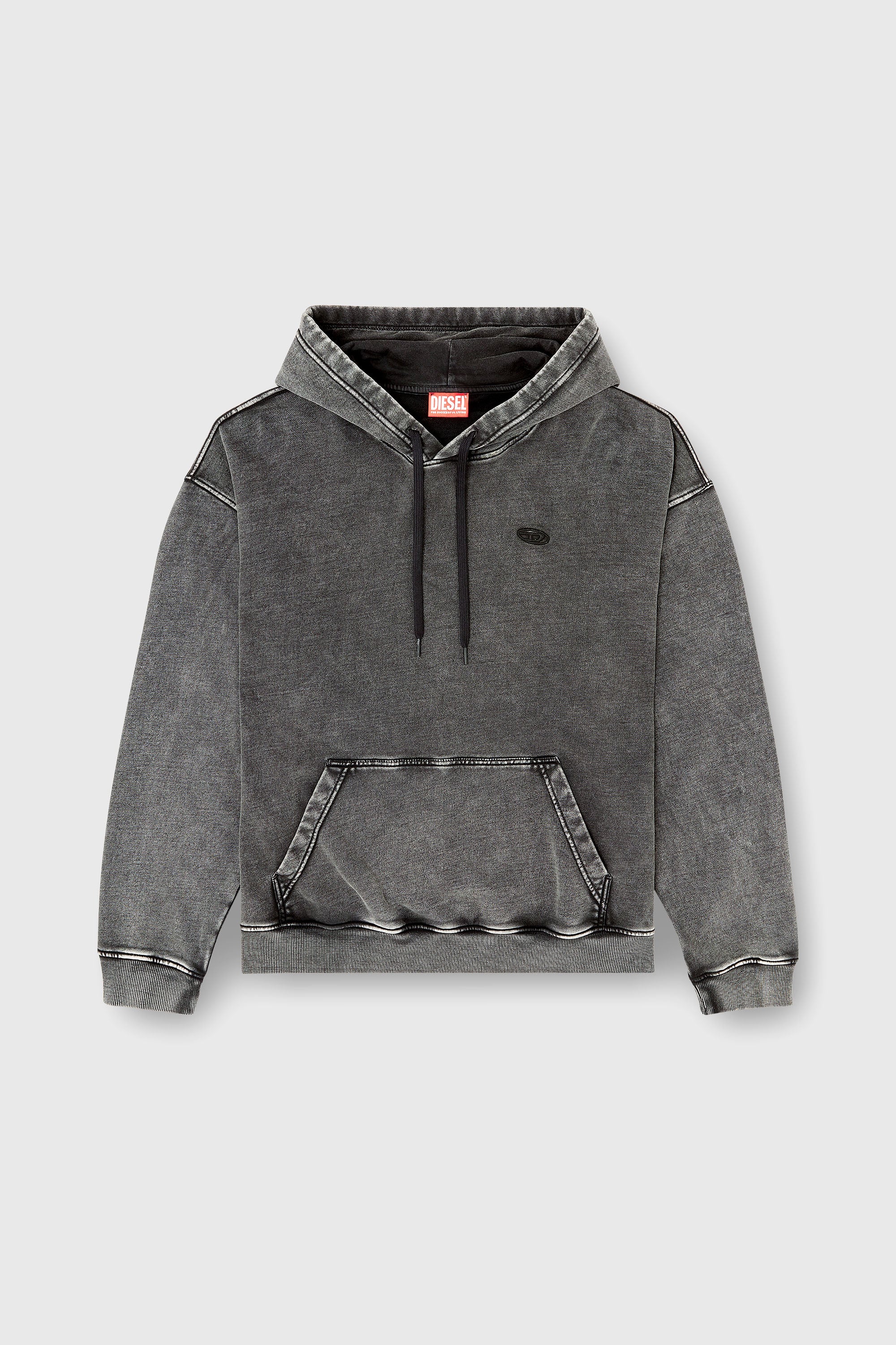 Diesel - S-BOXT-HOOD-DEN, Sudadera con parche trasero de corte bruto Hombre in Gris - 2