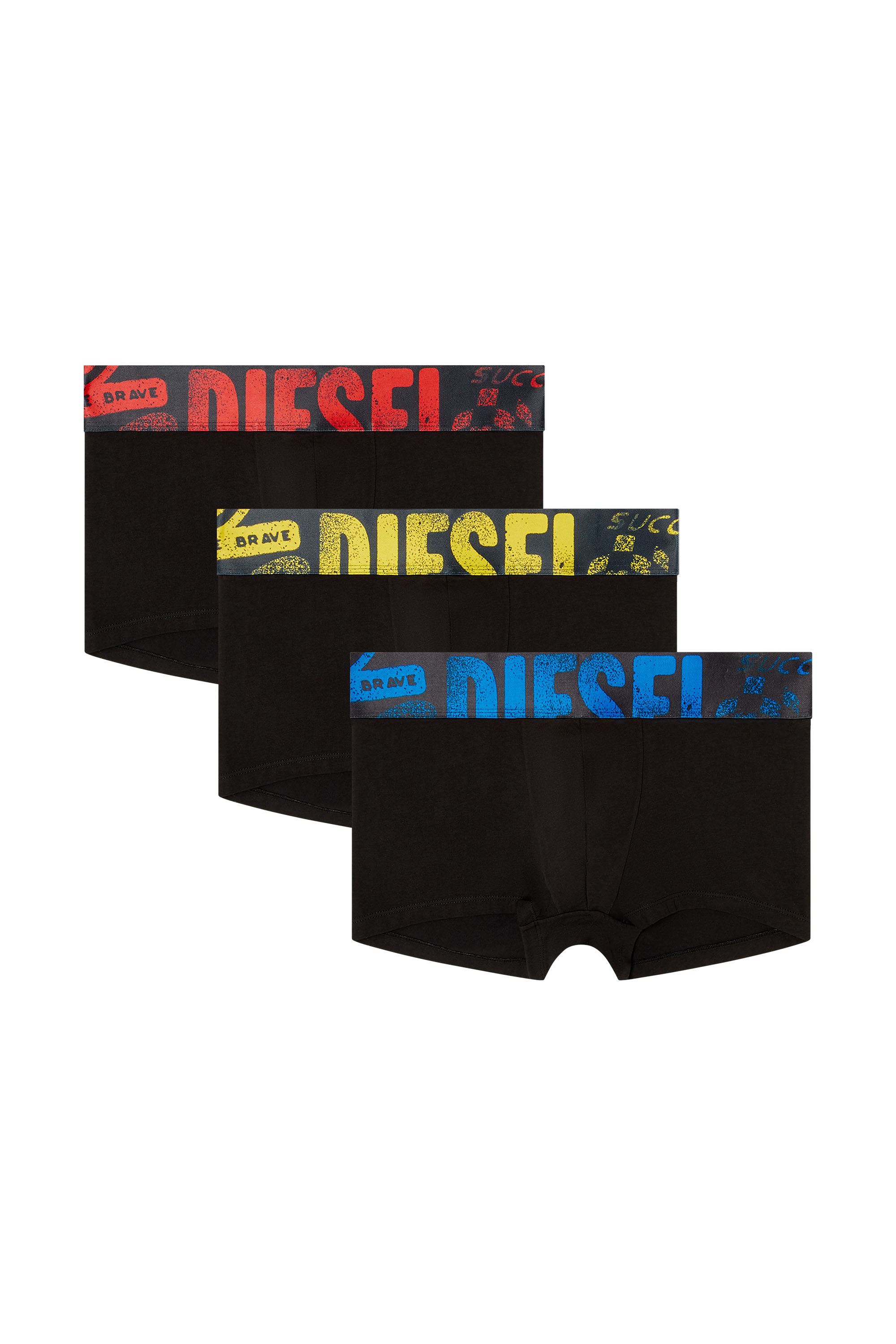 Diesel - UMBX-DAMIENTHREEPACK-5.5EL, Male's Three-pack of trunks with multicoloured logo in Multicolor/Black - 1