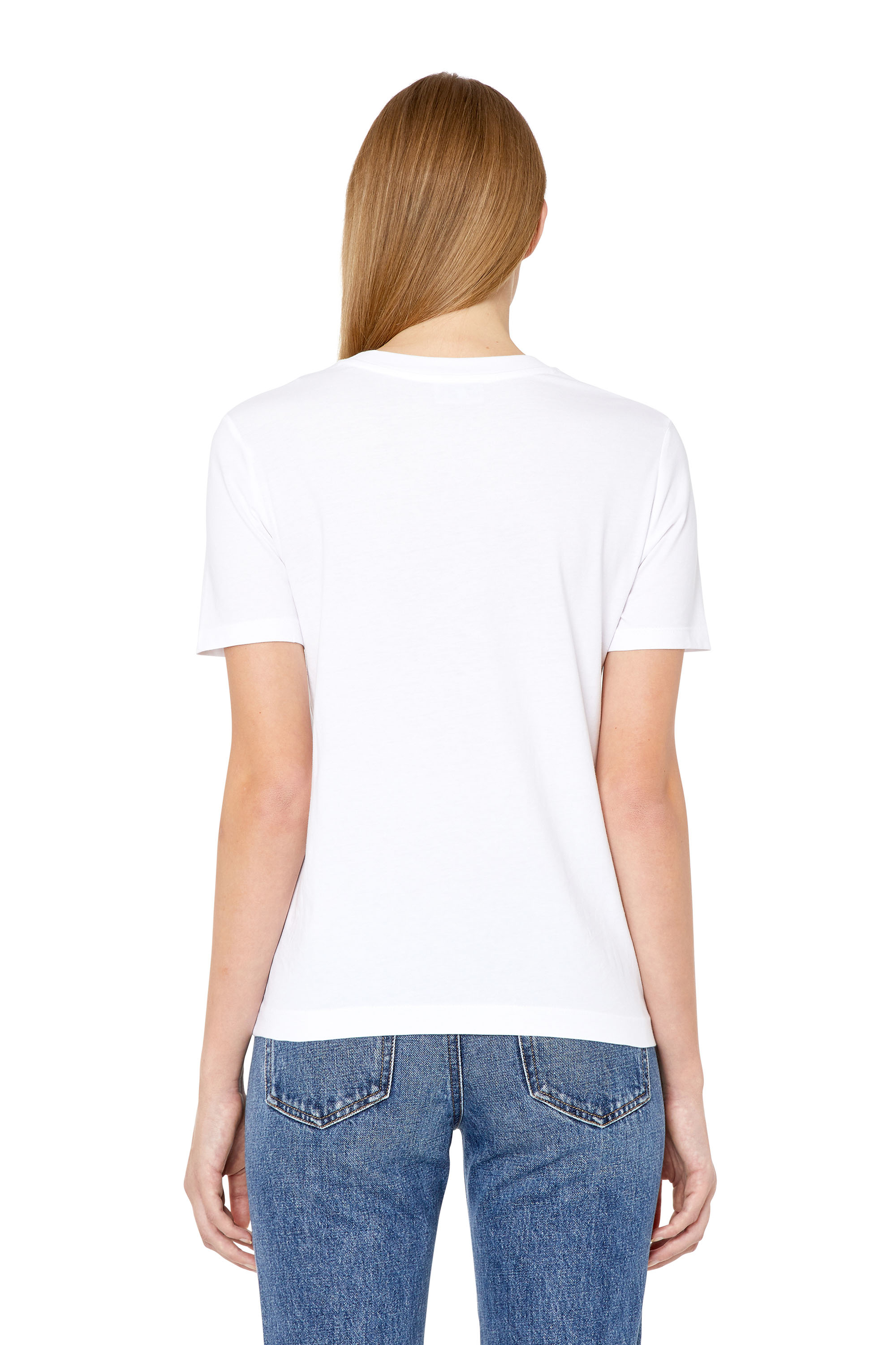 Diesel - T-REG-G7, Woman's T-shirt with circle and logo print in White - 5