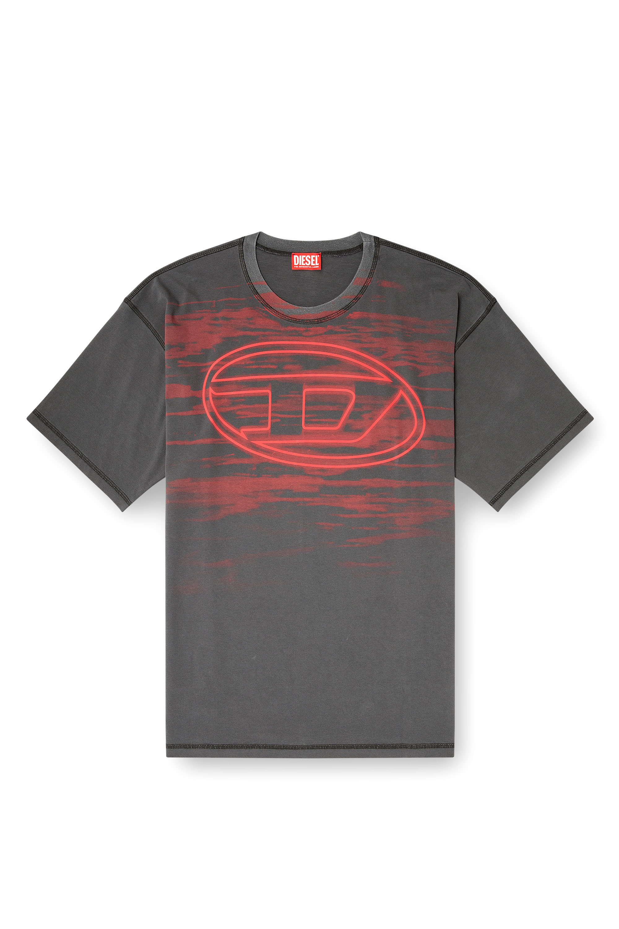 Diesel - T-BOXT-T5, Male's Cotton T-shirt with Oval D print in Grey - 2