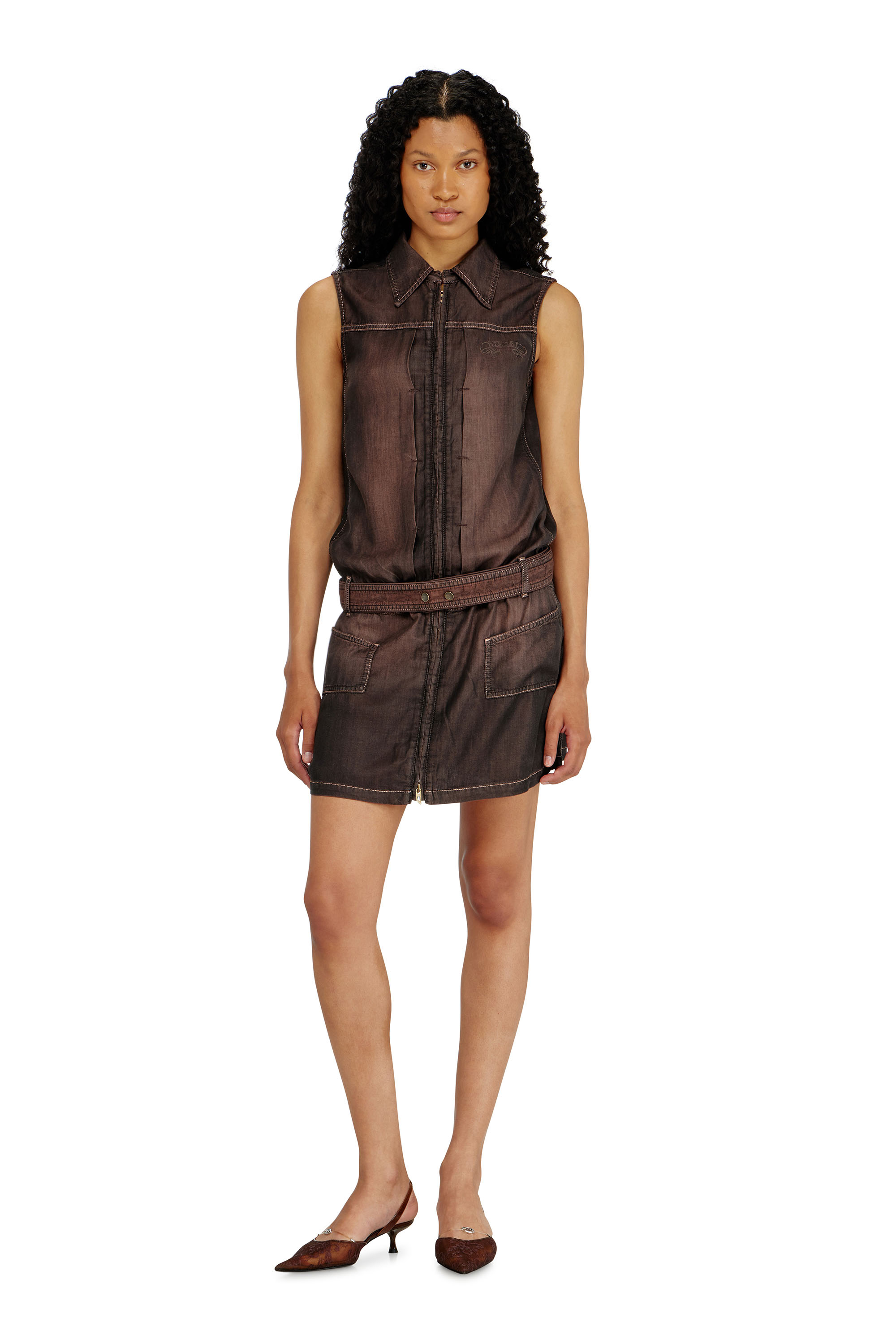 Diesel - DE-EDROS-S, Minivestido de denim fluido revestido Mujer in ToBeDefined - 2