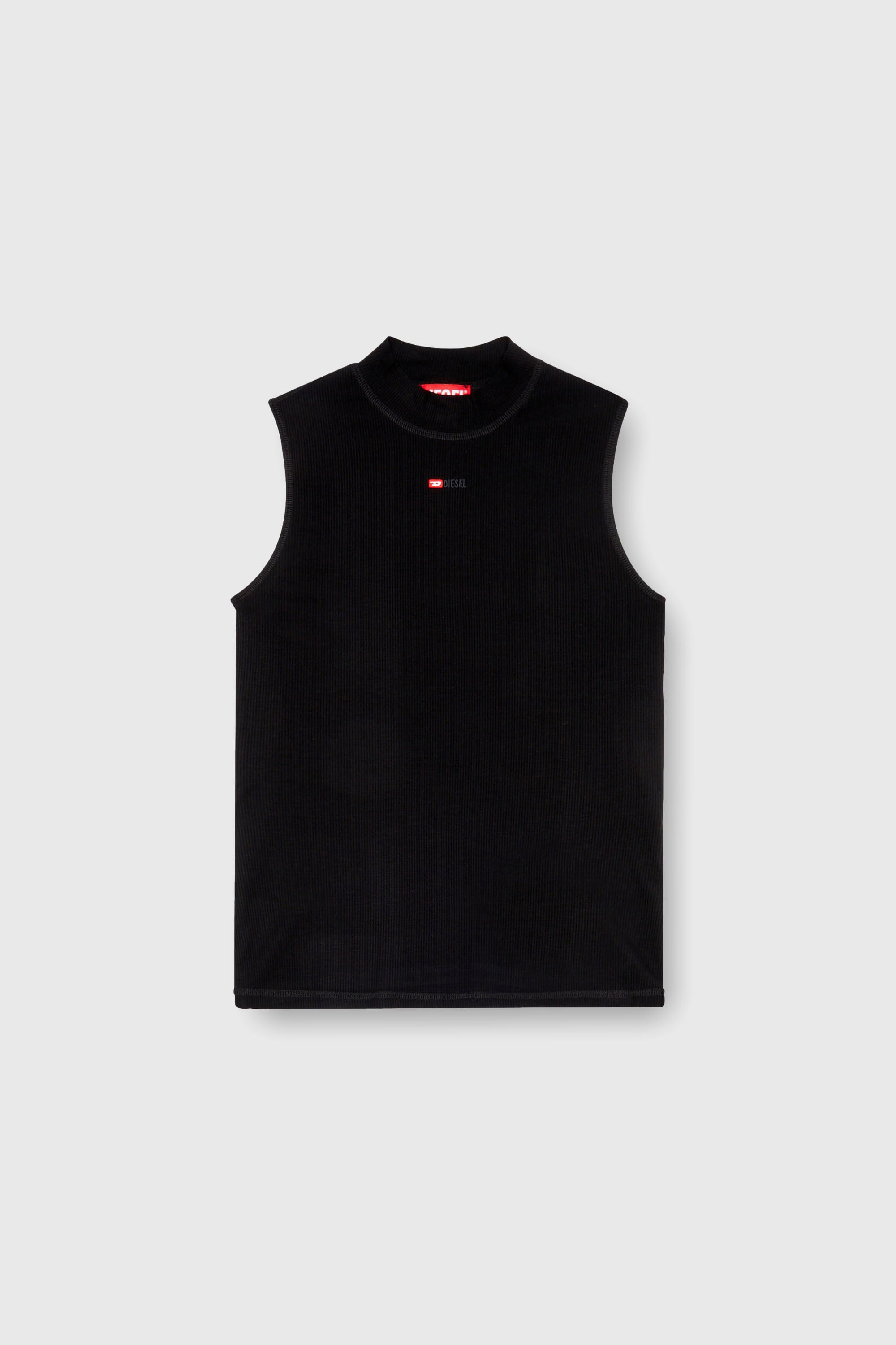 Diesel - T-MOKKY-SL-MICRODIV, Female's Ribbed tank top with mock neck in Black - 2