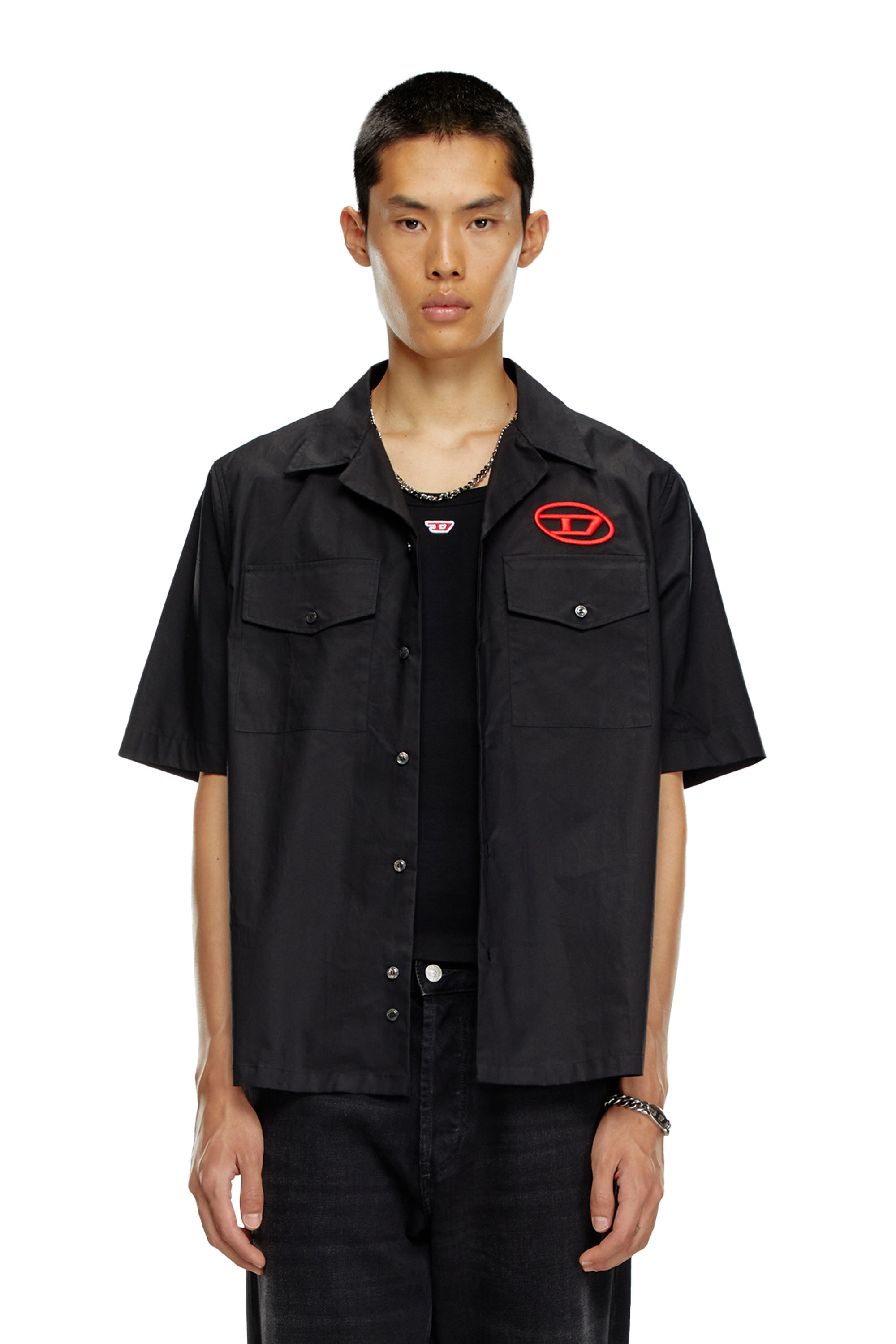 Diesel - S-MAC-22-B, Camiseta de bolos con logotipo bordado Hombre in Negro - 3