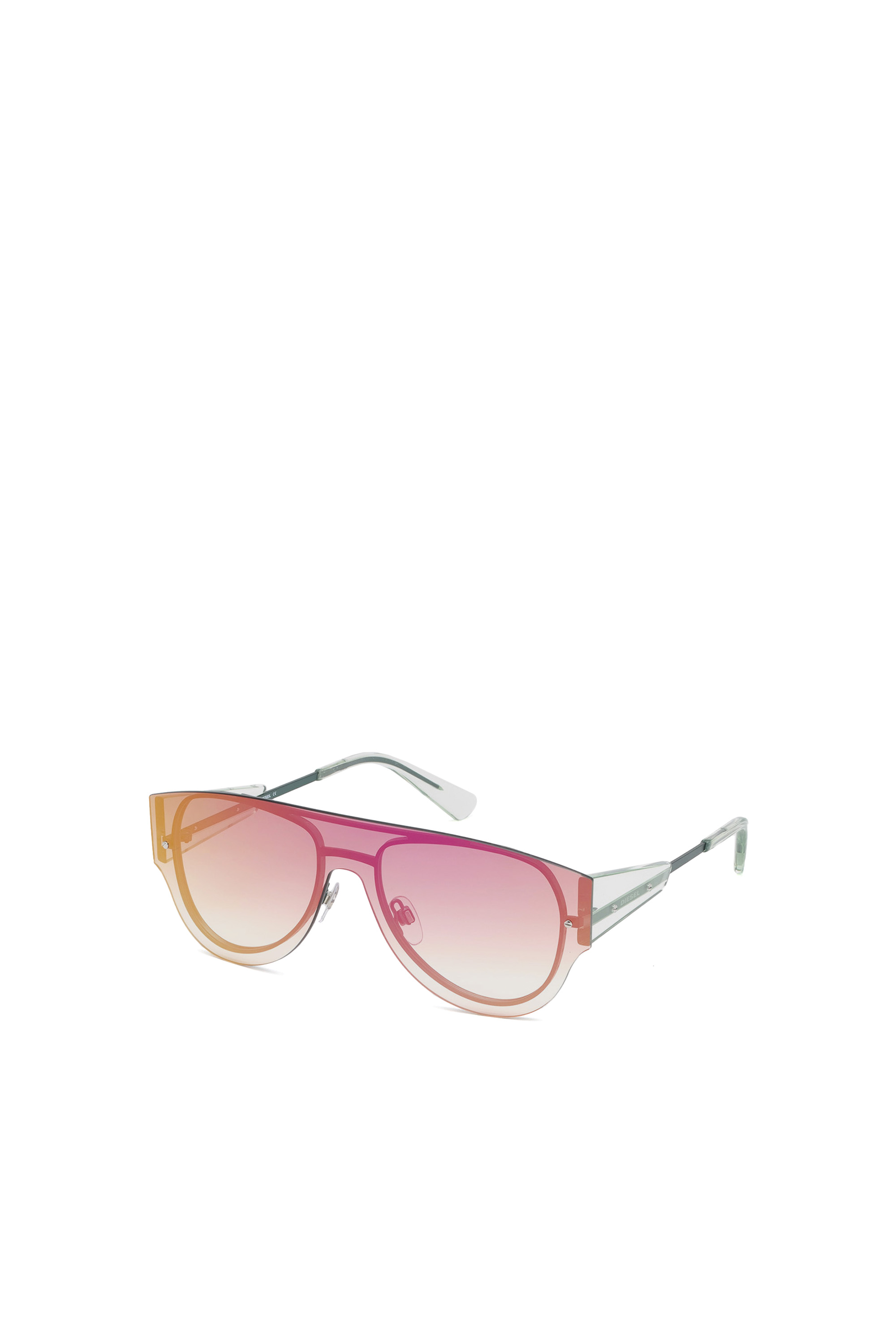Diesel - DL0273, Unisex's Pilot shape sunglasses in metal in Pink/White - 2