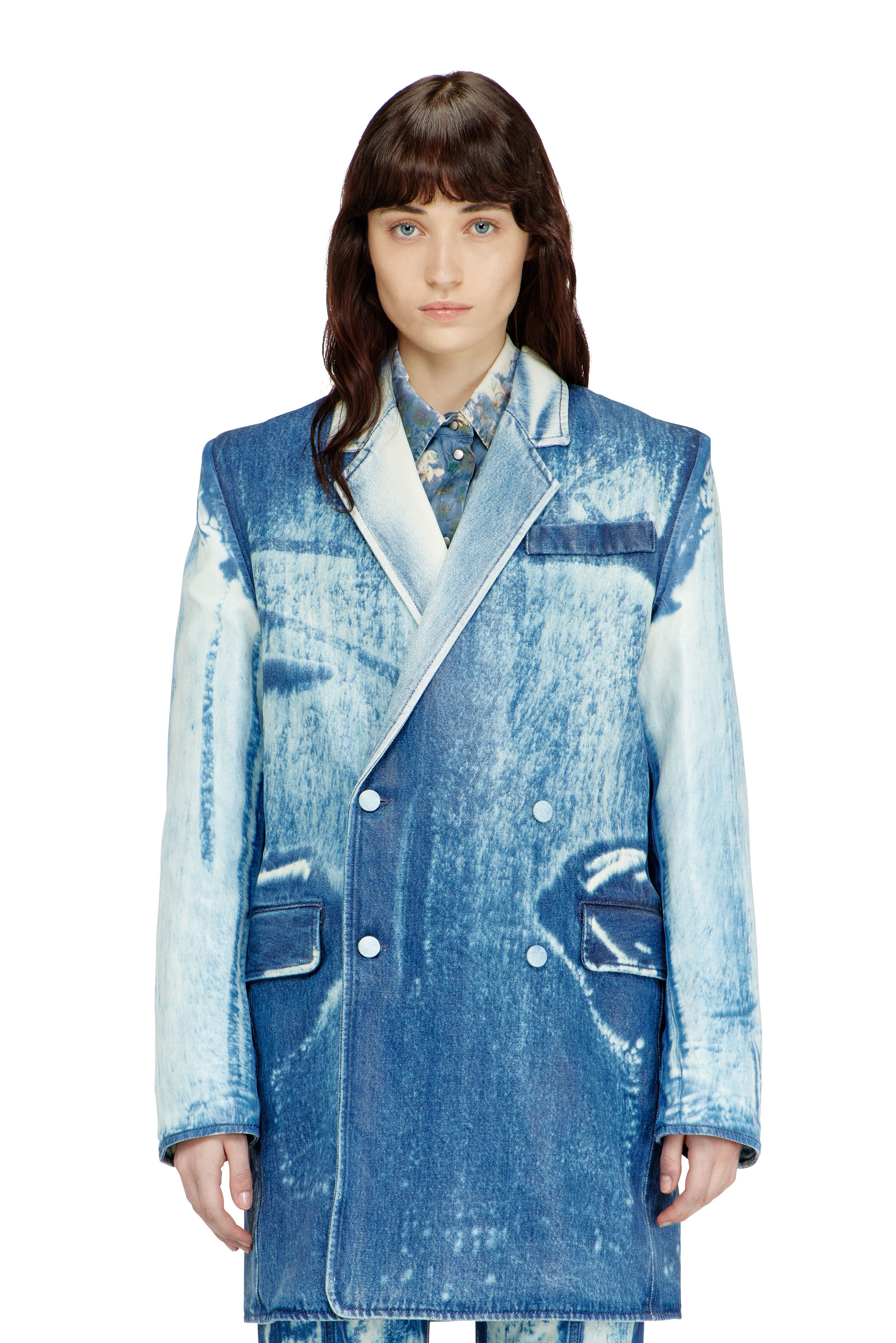 Diesel - DE-LUMEA-FSI1, Blazer en denim de lavado oscuro Mujer in Azul marino - 1