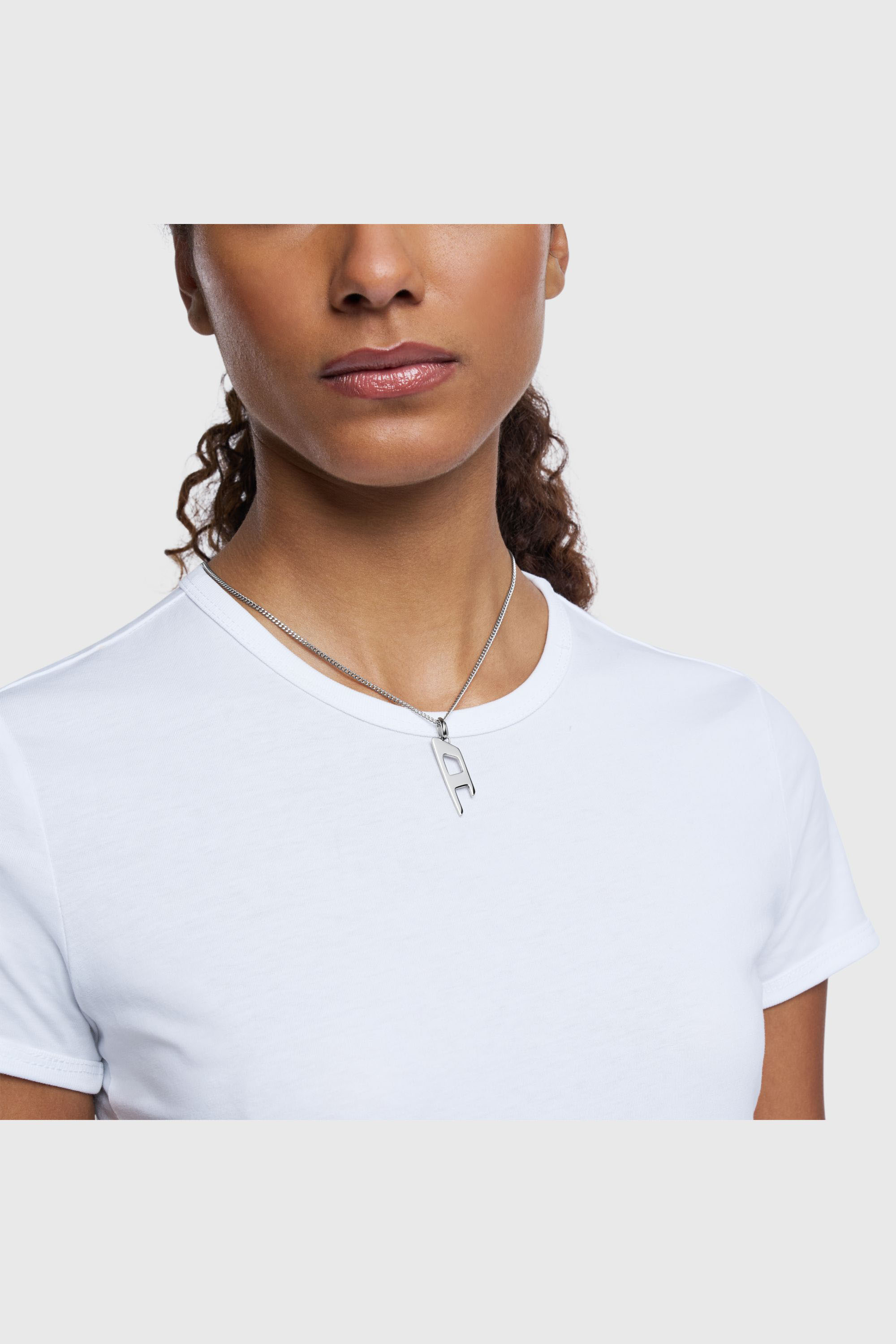 Diesel - DX1625040 JEWELLERY, Collier avec pendentif logo D en acier inoxydable Mixte in Gris argent&eacute; - 3