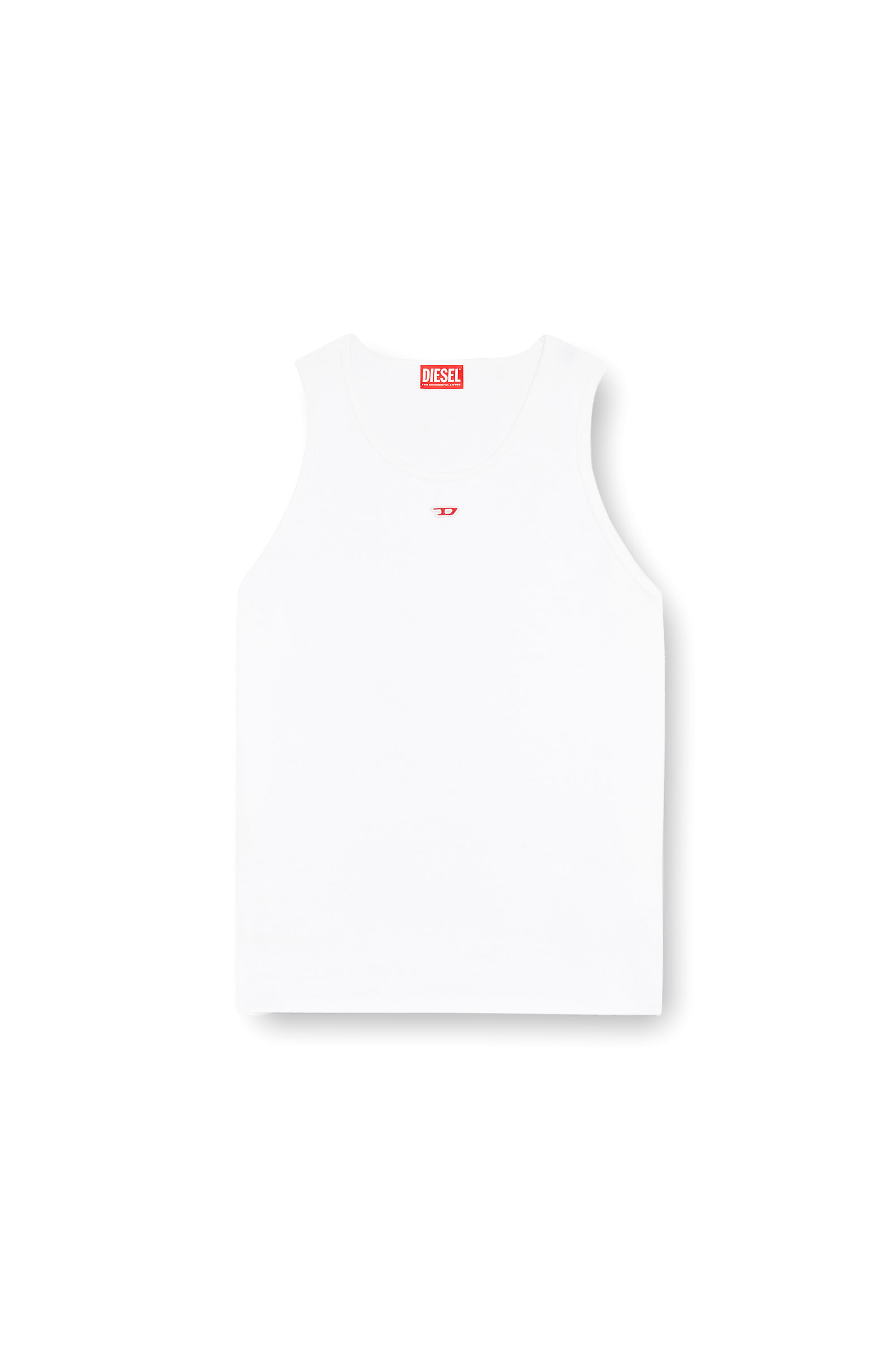 Diesel - T-LIFTY-D, Male's Tank top with mini D logo patch in White - 2