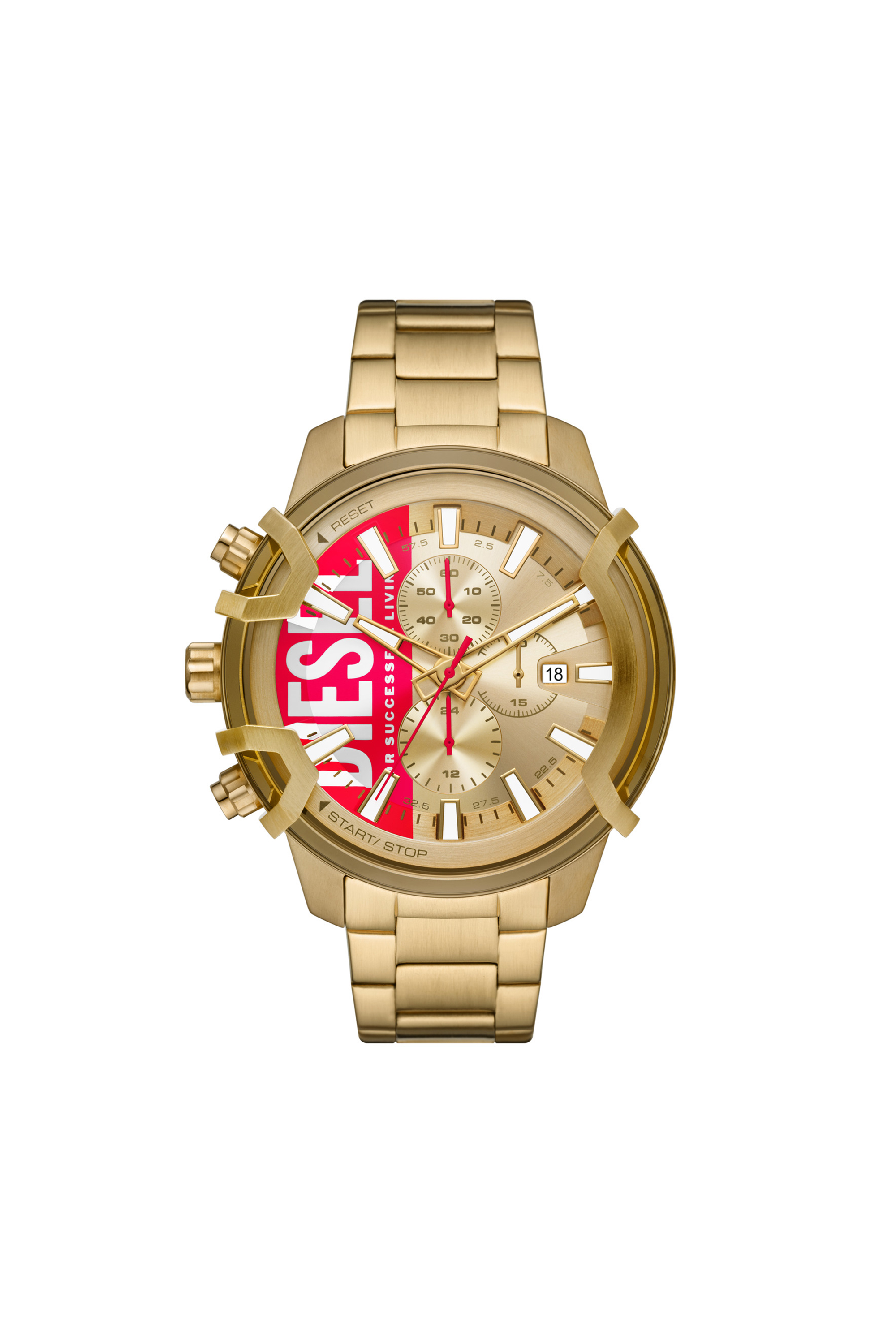 Diesel - DZ4595, Male's Griffed chronograph gold-tone stainless steel watch in Gold - 1