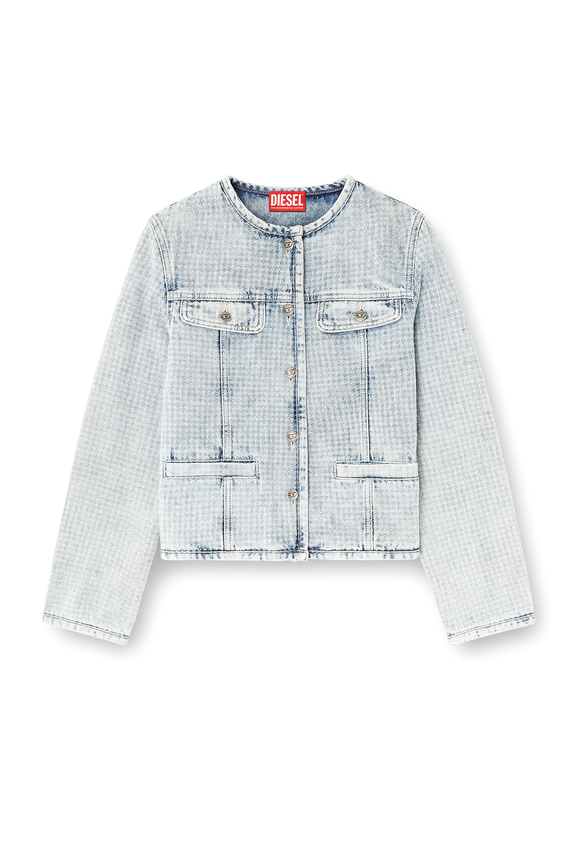 Diesel - DE-GRAFY-S, Chaqueta de denim gráfico con cristales Mujer in Azul marino - 2
