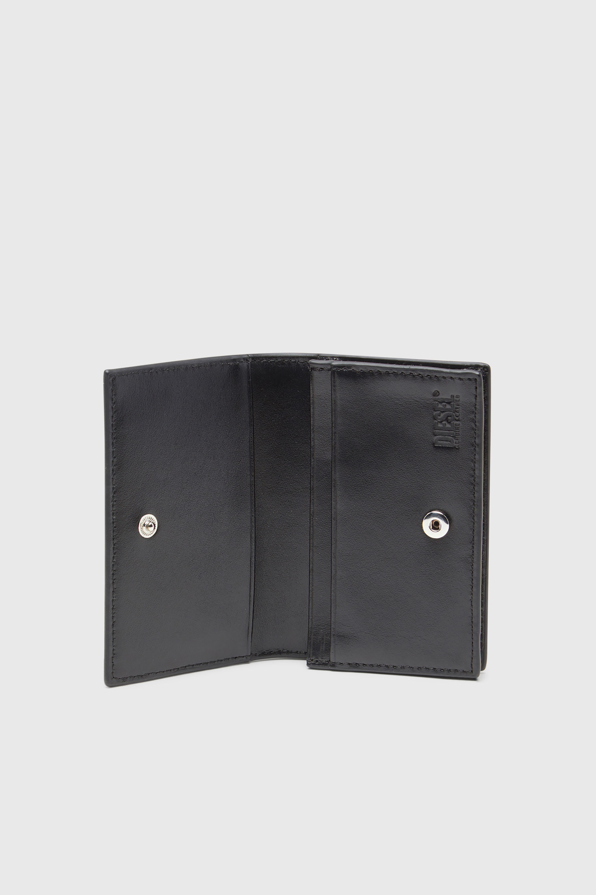 Women's Leather card holder with enamelled Oval D | Black | Diesel