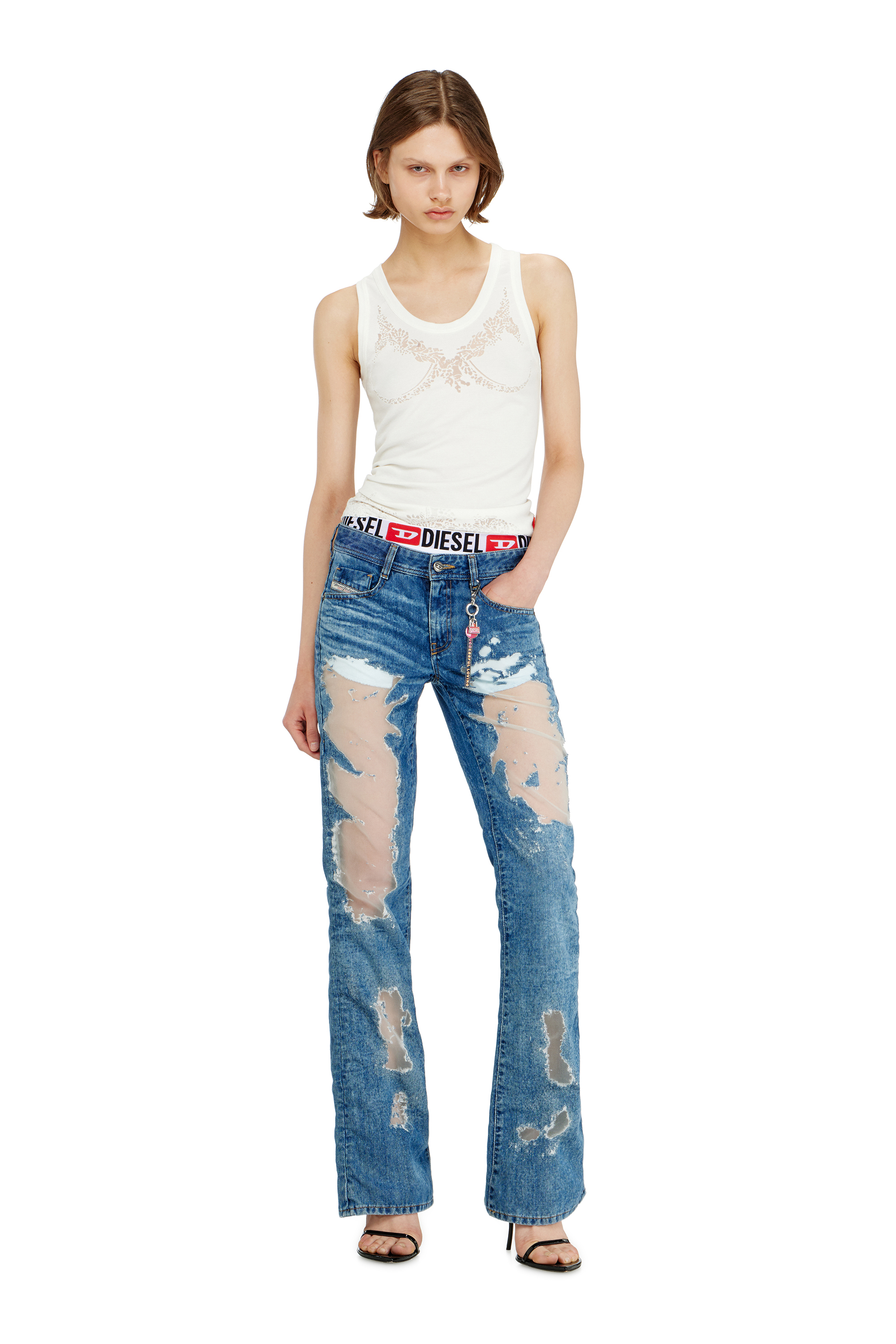 Diesel - Bootcut Jeans 1969 D-Ebbey 068ZH Mujer, Azul medio - 1