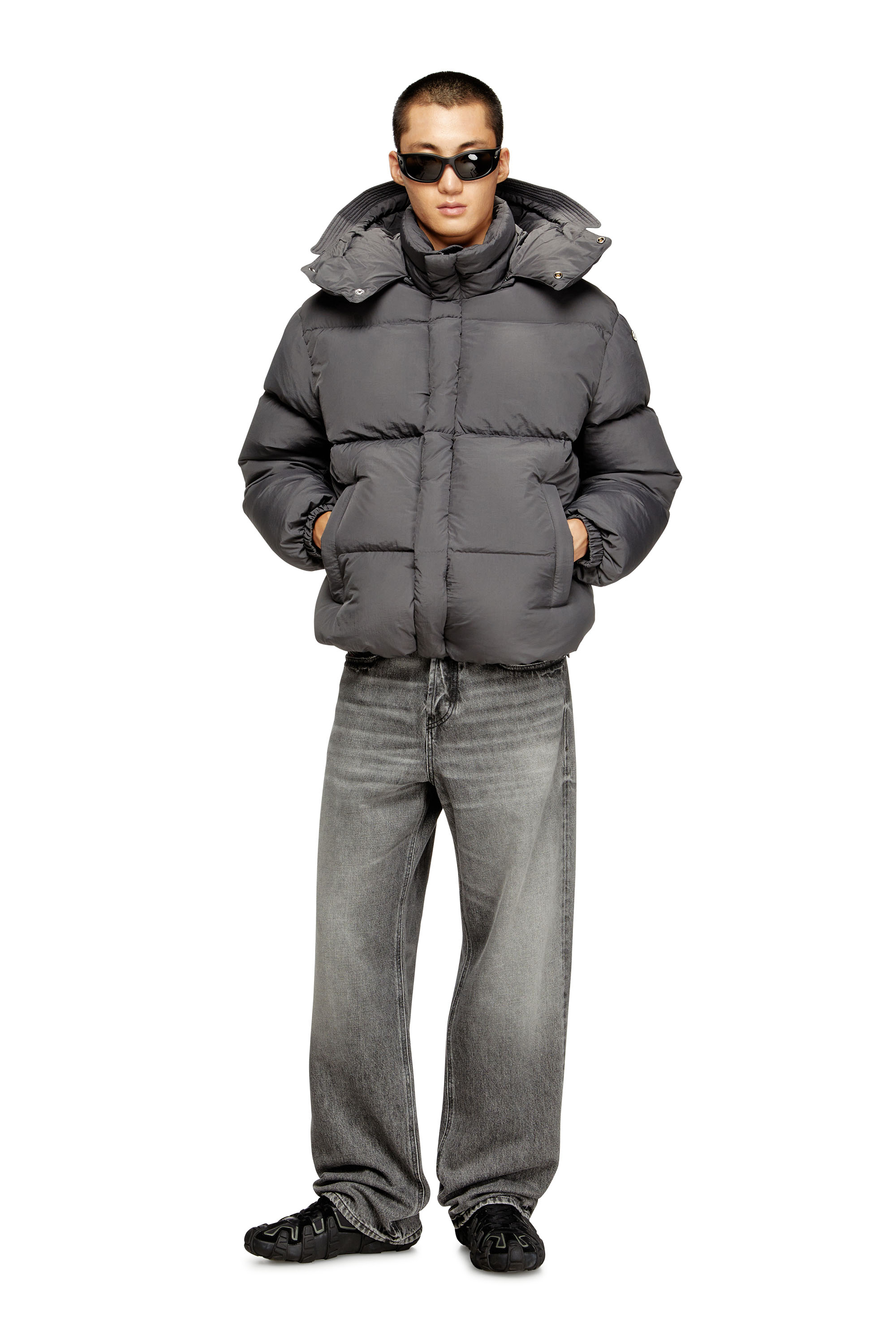 Diesel - W-ROLFYS, Male's Down jacket in recycled nylon taslan in Grey - 2