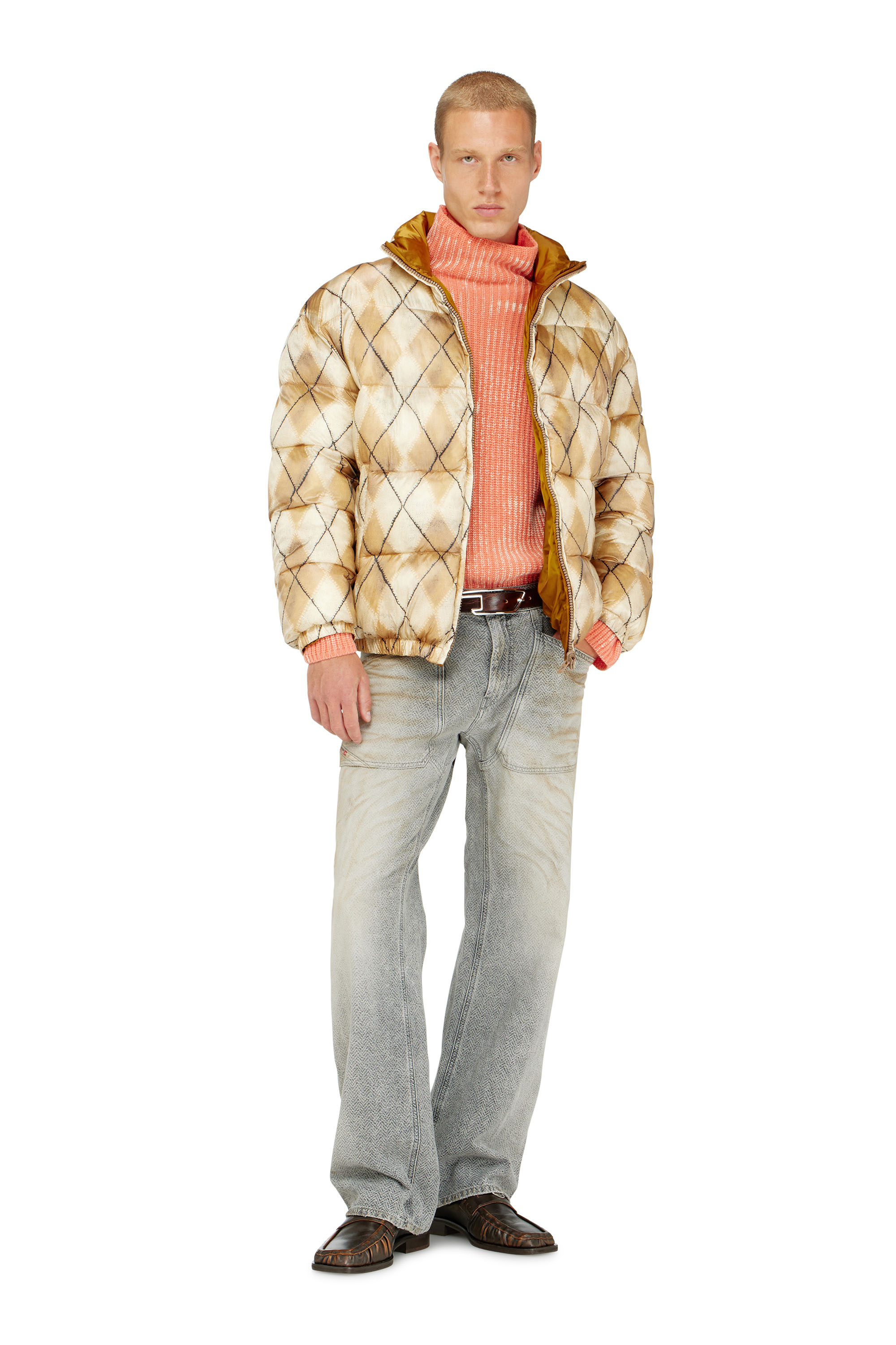 Diesel - W-BOURB-DLCK, Male's Reversible puffer jacket with argyle print in null - 1
