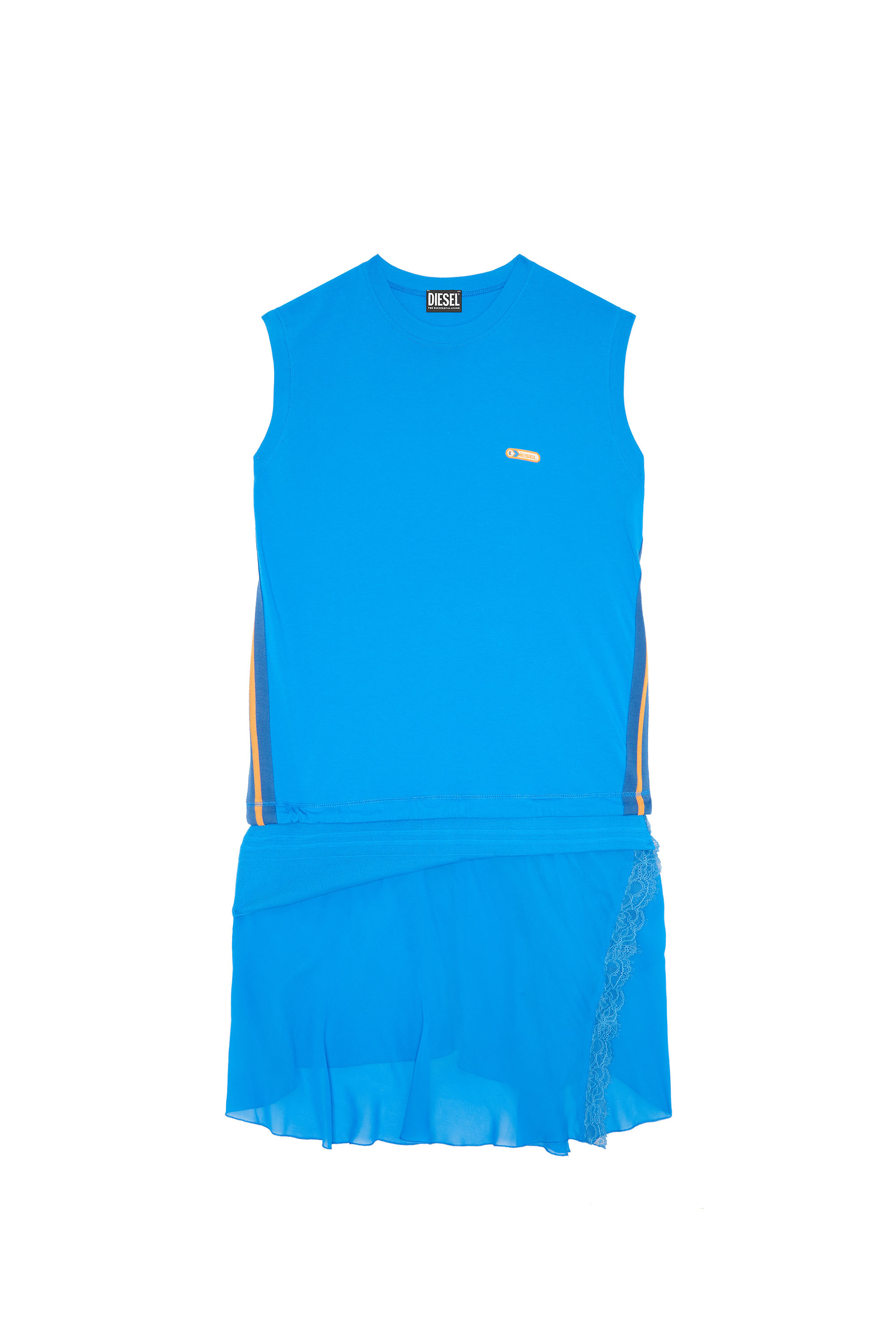 Diesel - D-ROLLACE, Vestido sin mangas con dobladillo de crepé Mujer in Azul marino - 2